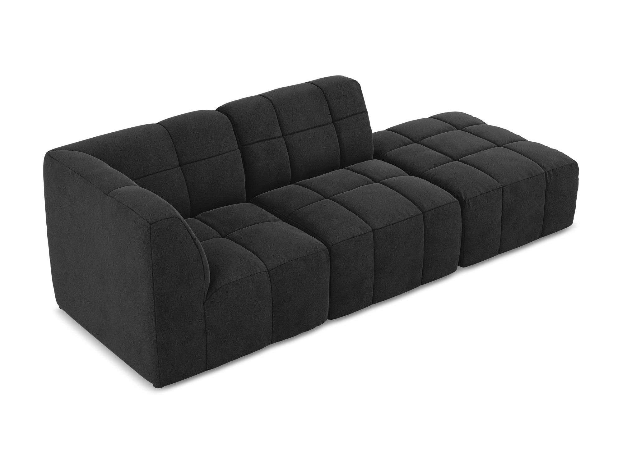Black Left-Open Velvet Modular Sofa for 3 People ALOHA
