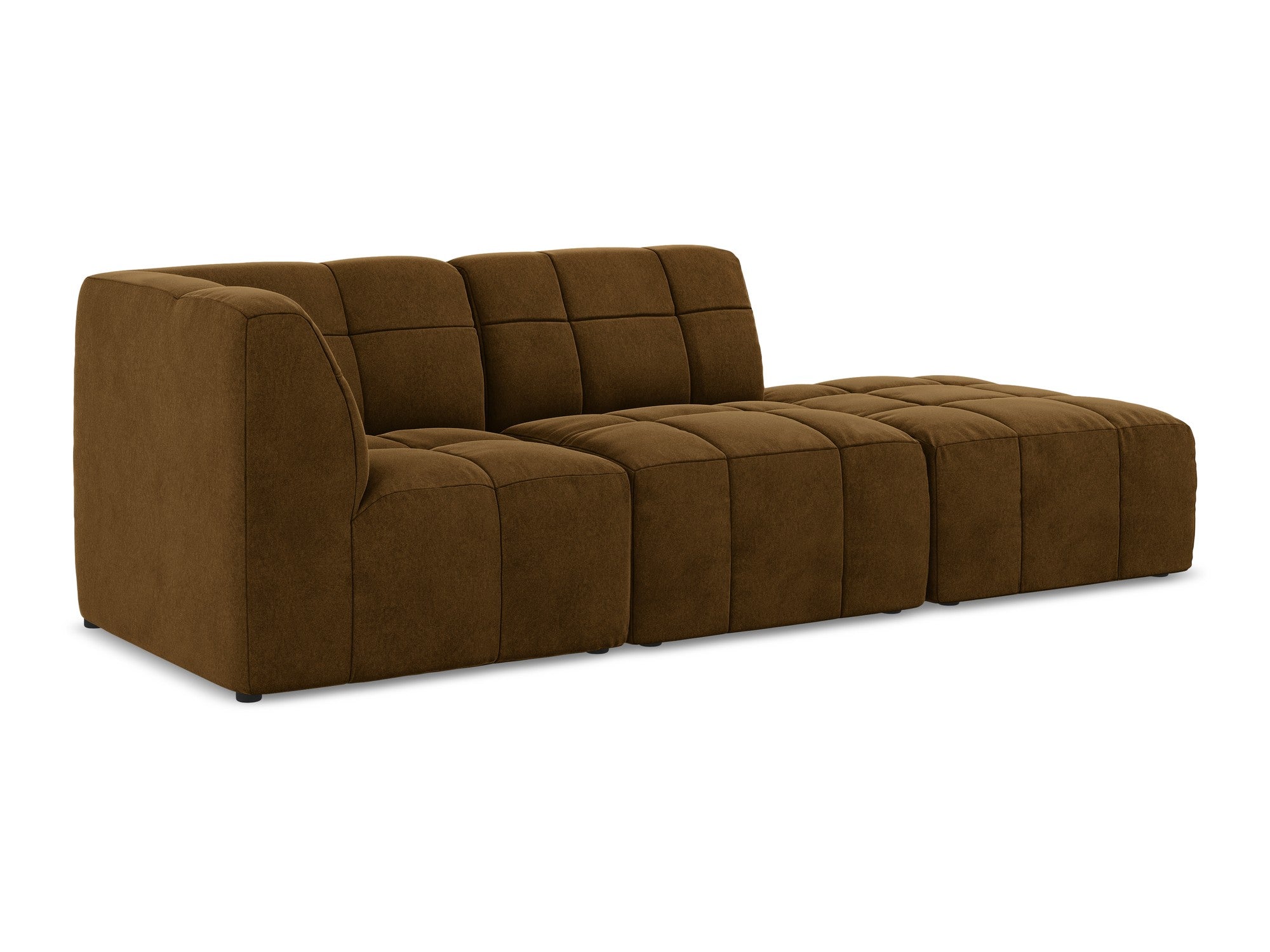 Open left-facing velvet modular sofa for 3 people ALOHA mustard