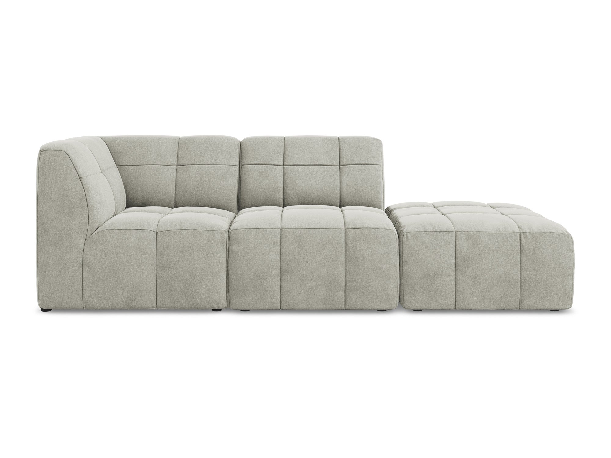 Left-facing open velvet modular sofa for 3 people ALOHA light gray
