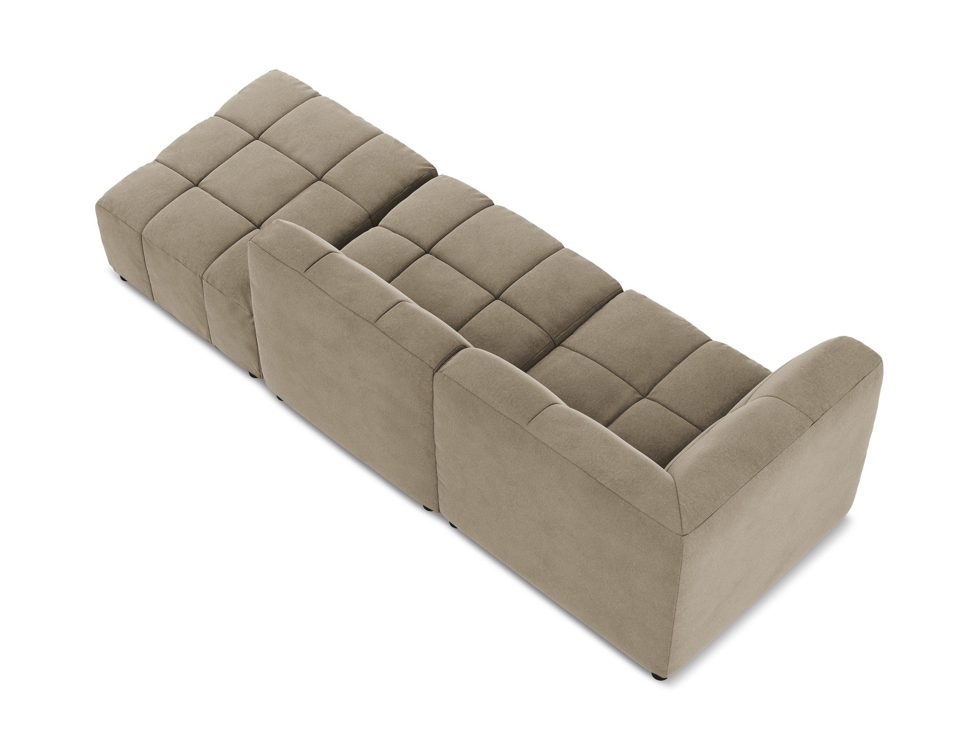 Beige Left-Open Velvet Modular Sofa for 3 People ALOHA
