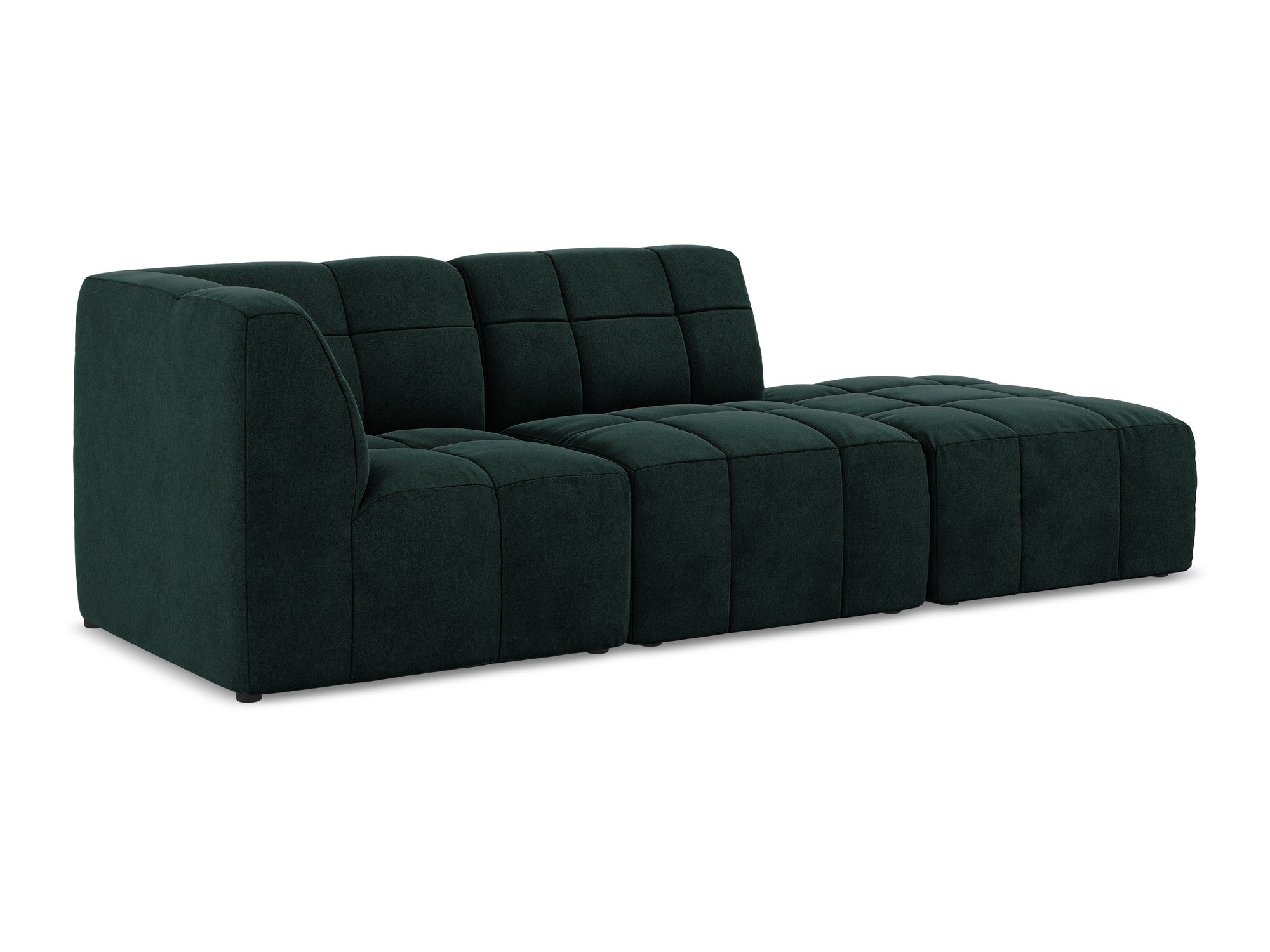 Left-facing open velvet modular sofa for 3 people ALOHA in gray-green