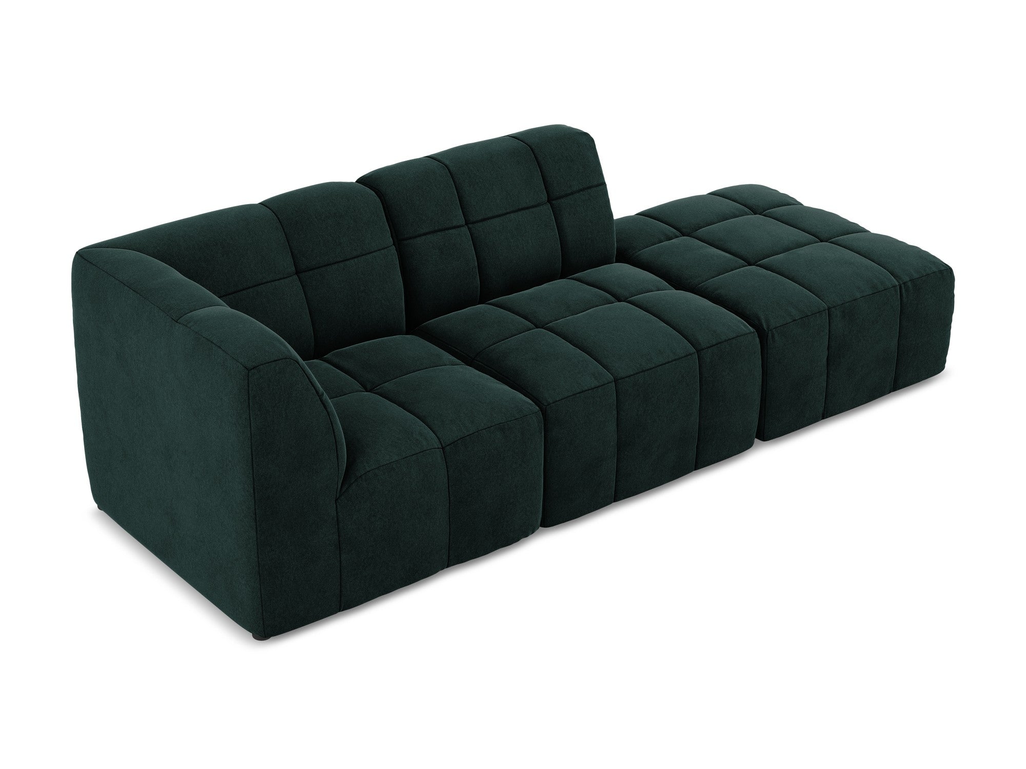 Left-facing open velvet modular sofa for 3 people ALOHA in gray-green