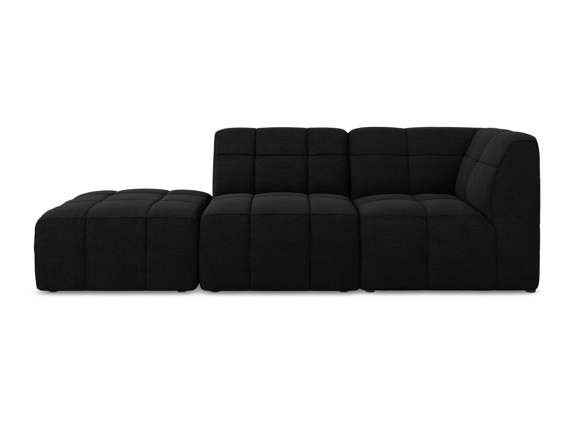 Modulares Sofa mit offener rechter Seite, 3-Sitzer ALOHA, schwarzes Boucle