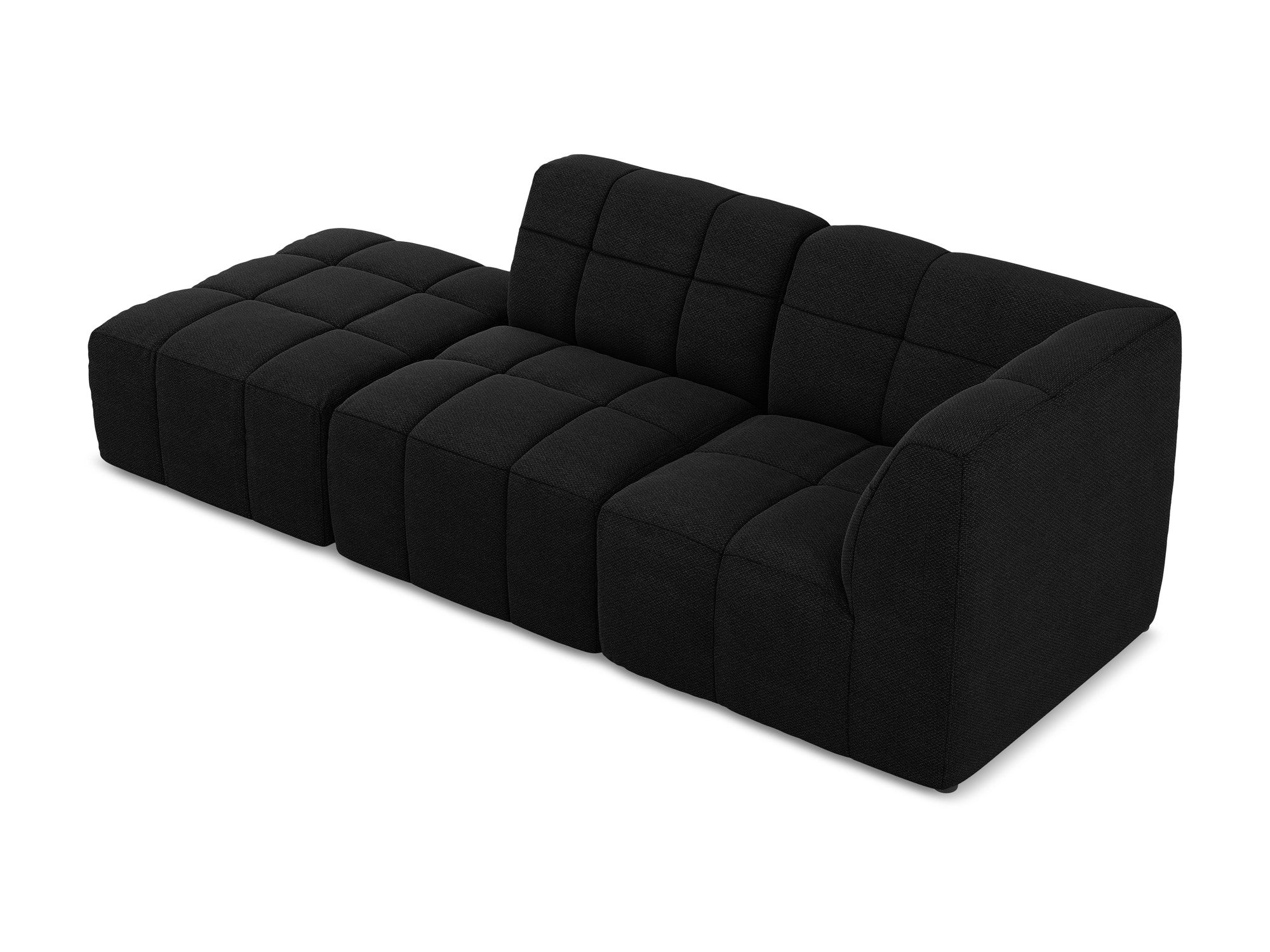 Modulares Sofa mit offener rechter Seite, 3-Sitzer ALOHA, schwarzes Boucle