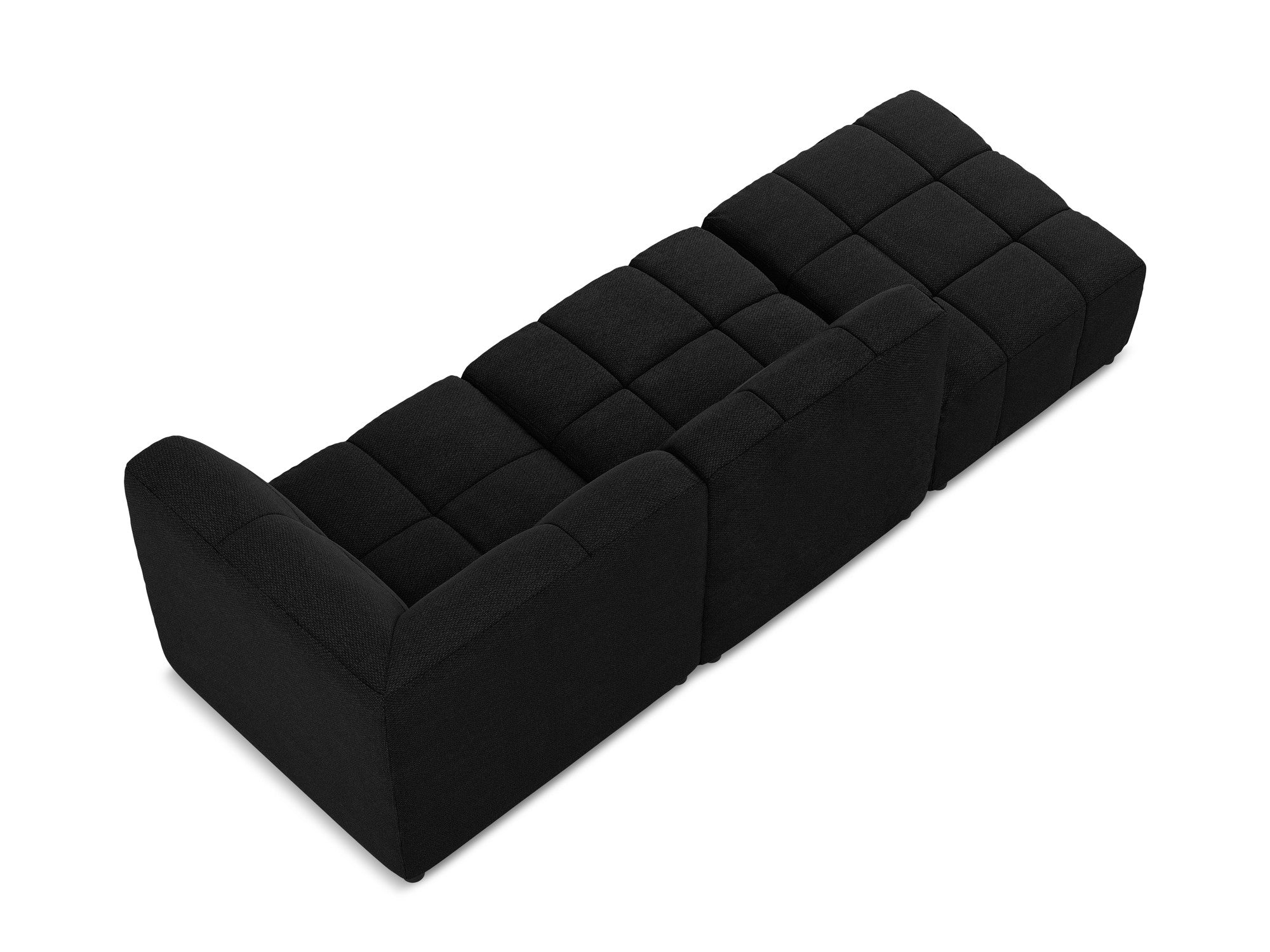 Modulares Sofa mit offener rechter Seite, 3-Sitzer ALOHA, schwarzes Boucle