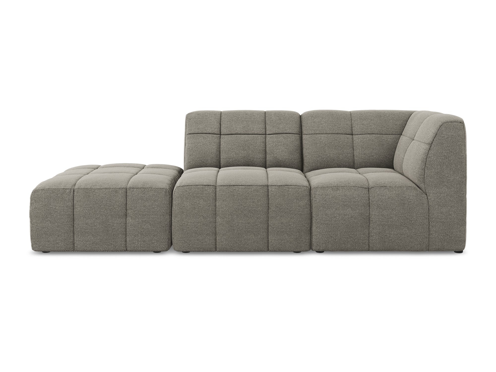 Right-facing open modular 3-seater sofa ALOHA gray boucle
