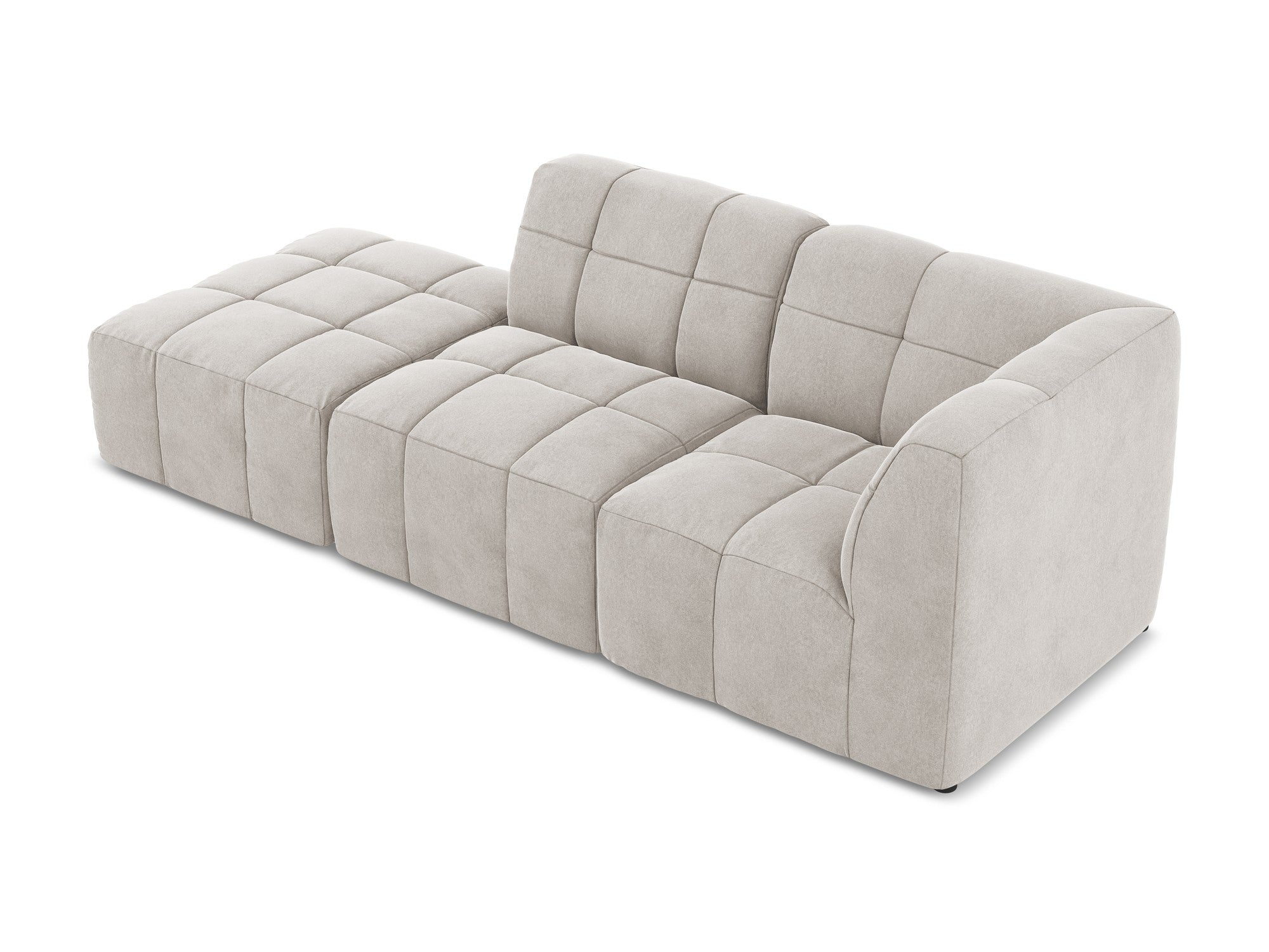 Modulares Sofa aus Samt, rechtsseitig offen, 3-Sitzer ALOHA in hellbeige
