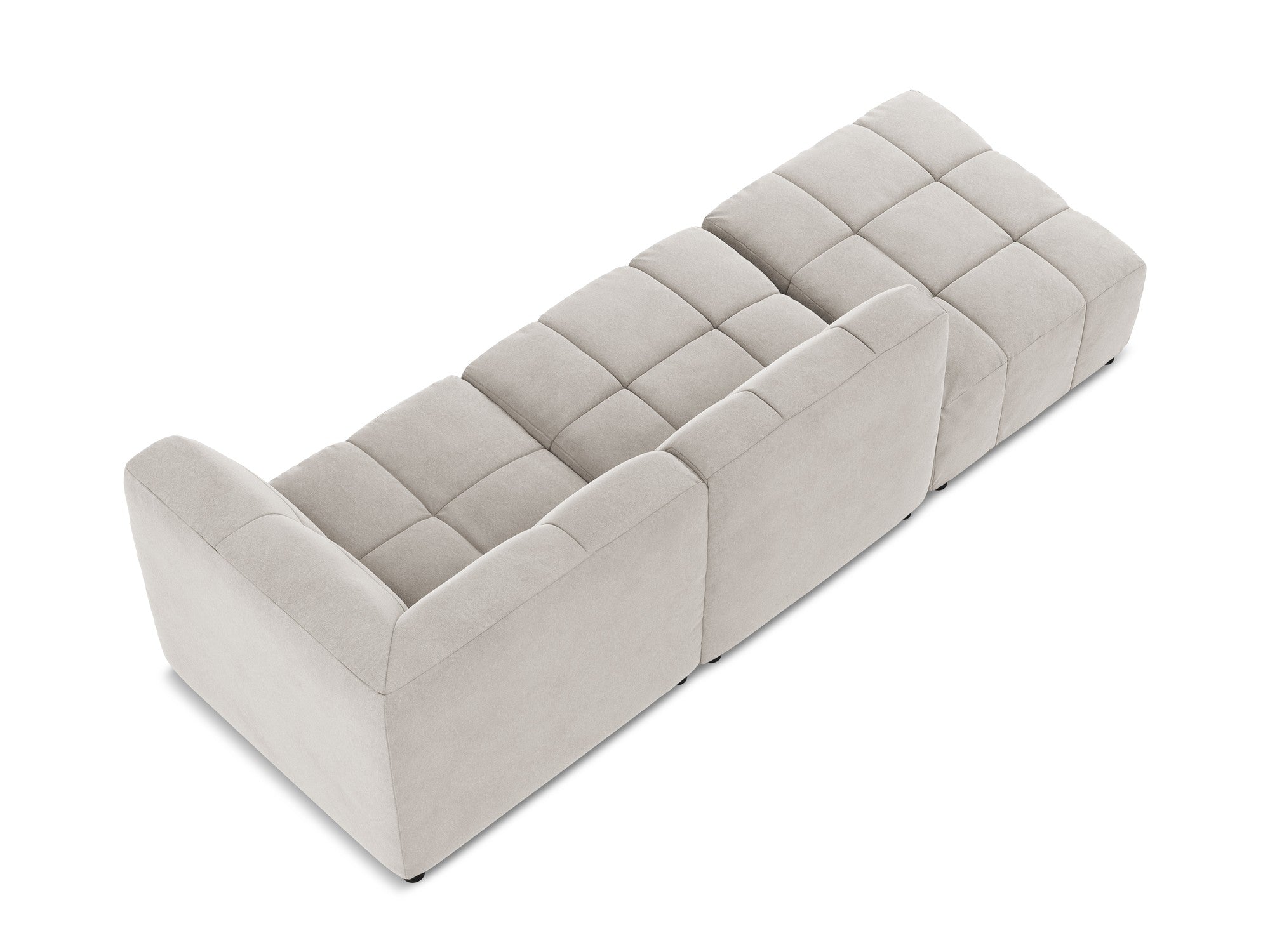 Modulares Sofa aus Samt, rechtsseitig offen, 3-Sitzer ALOHA in hellbeige