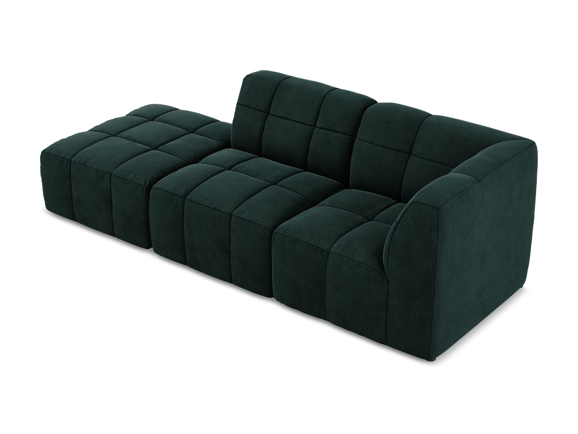 Aloha 3-Seater Open Right-Arm Velvet Modular Sofa in Gray-Green