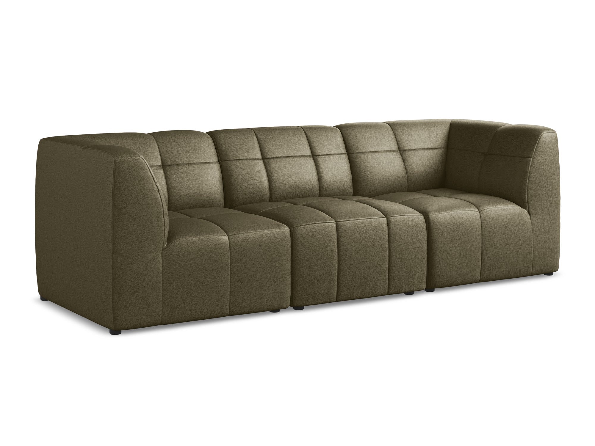 Modulares 3-Sitzer Sofa ALOHA olivgrünes Kunstleder