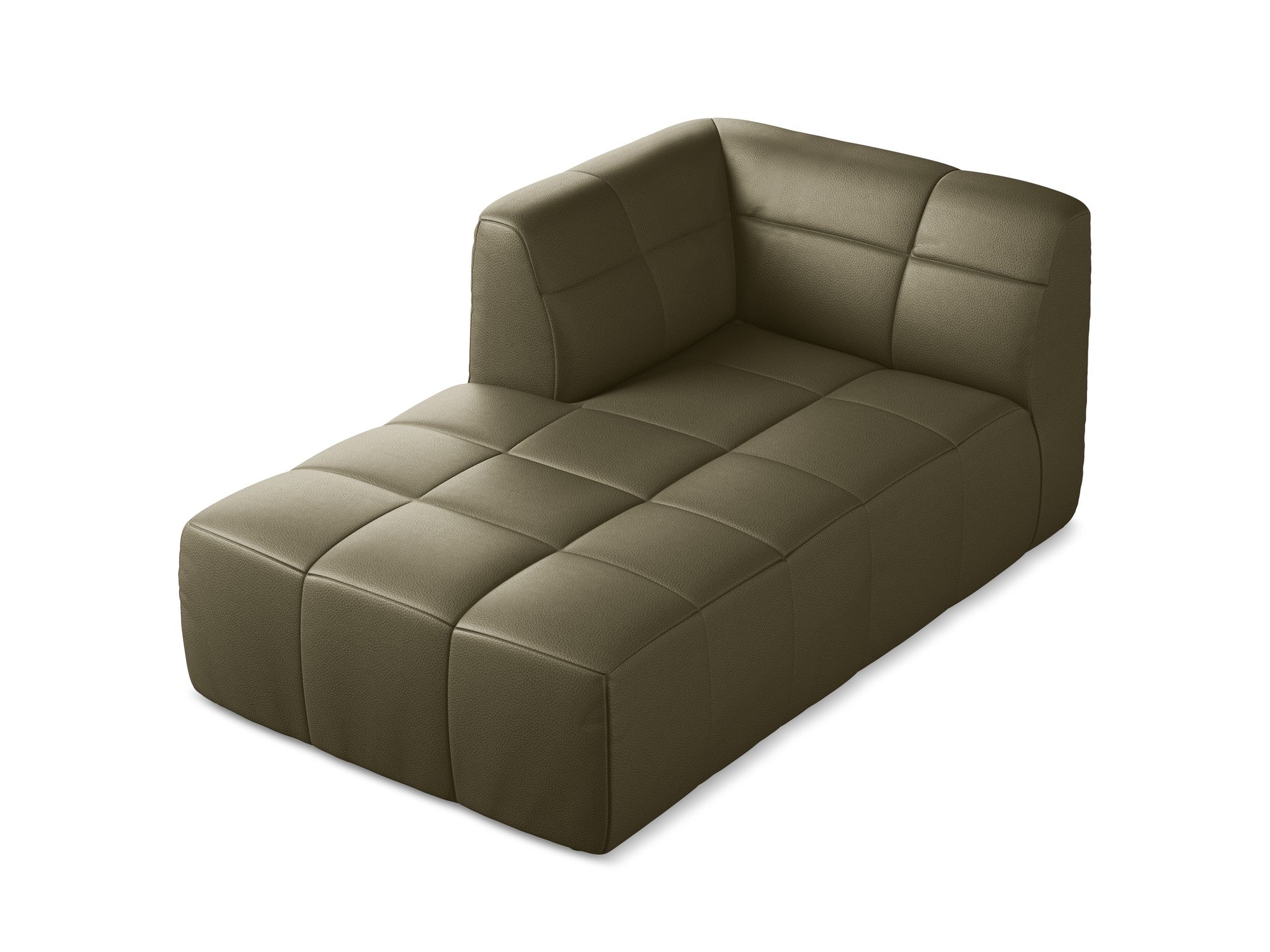 Left-facing ALOHA chaise lounge in olive eco-leather