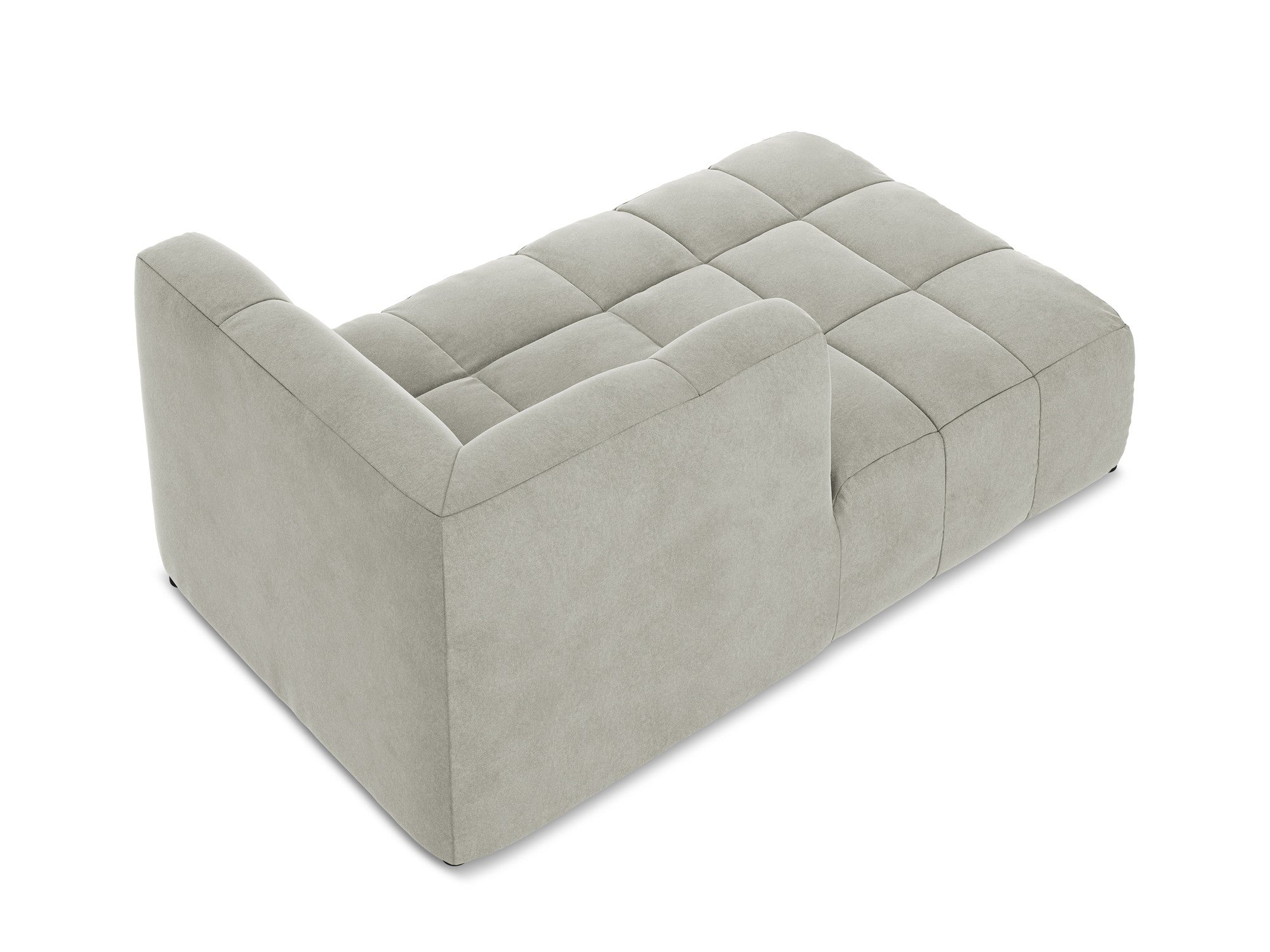 Szezlong linksseitig aus Samt ALOHA hellgrau