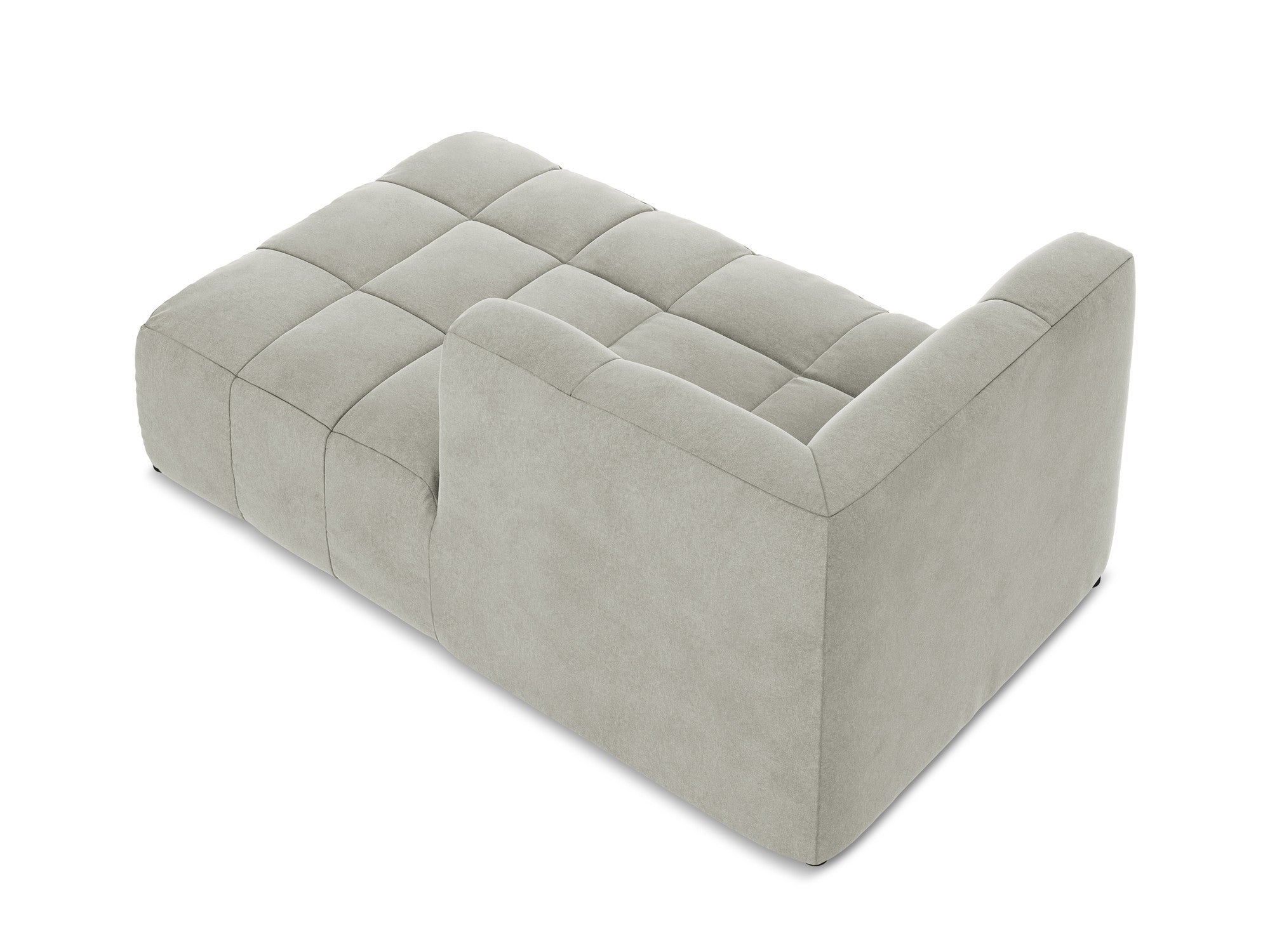 Rechtsseitiger Samt-Szezlong ALOHA hellgrau