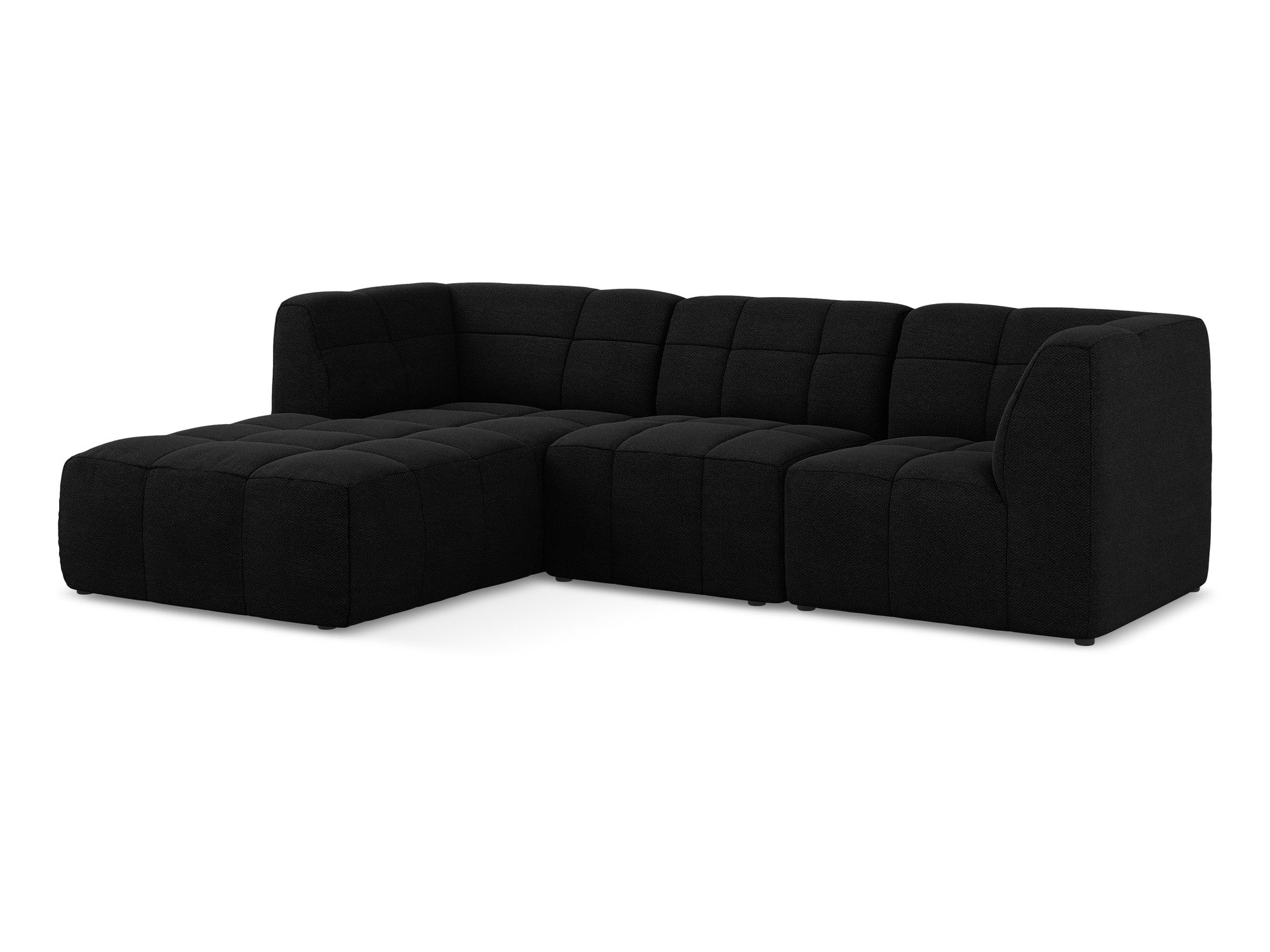 Left-facing modular sofa for 3 people ALOHA black boucle