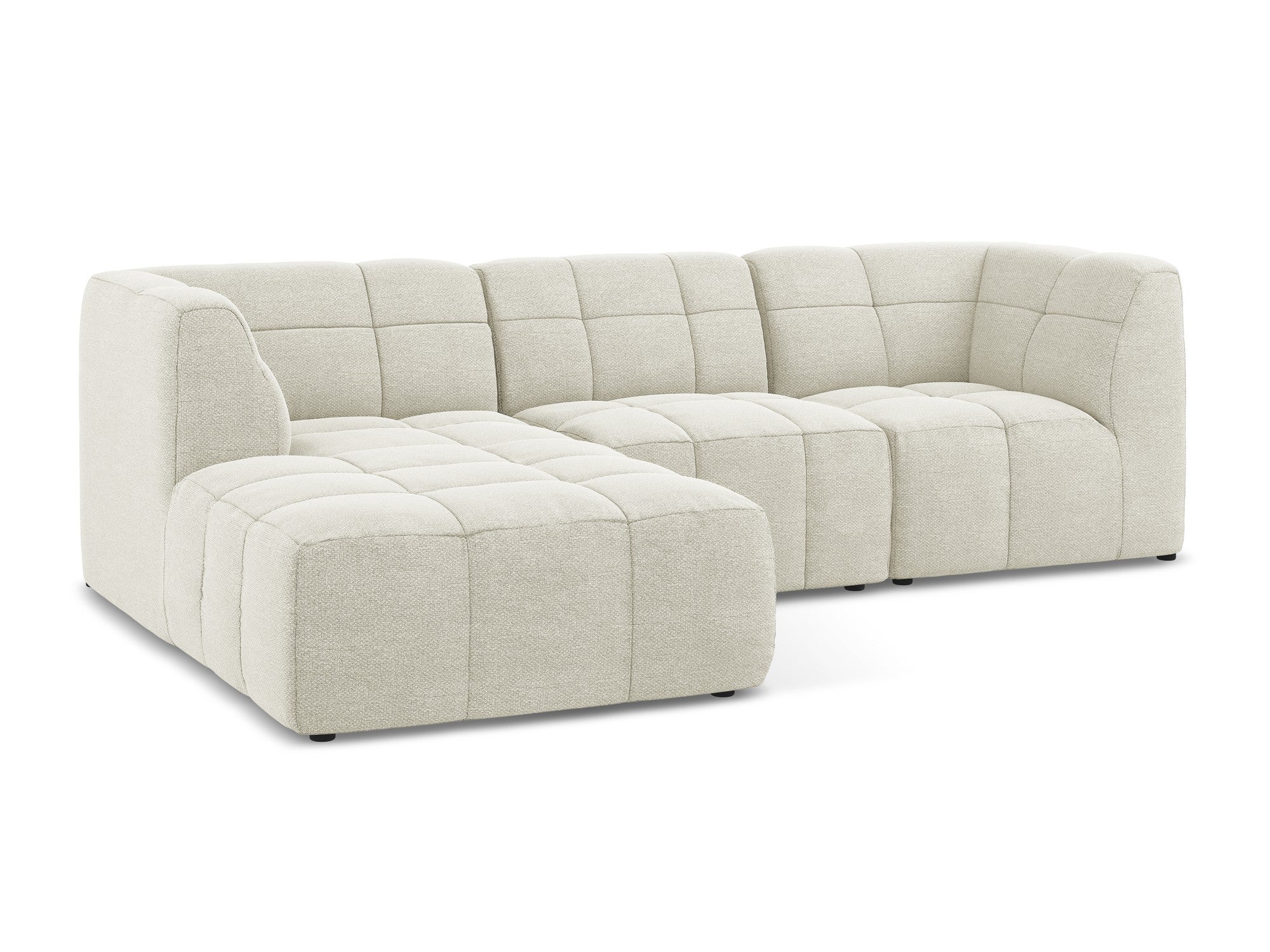Modularer linksseitiger 3-Sitzer-Sofa ALOHA sandfarbener Boucle