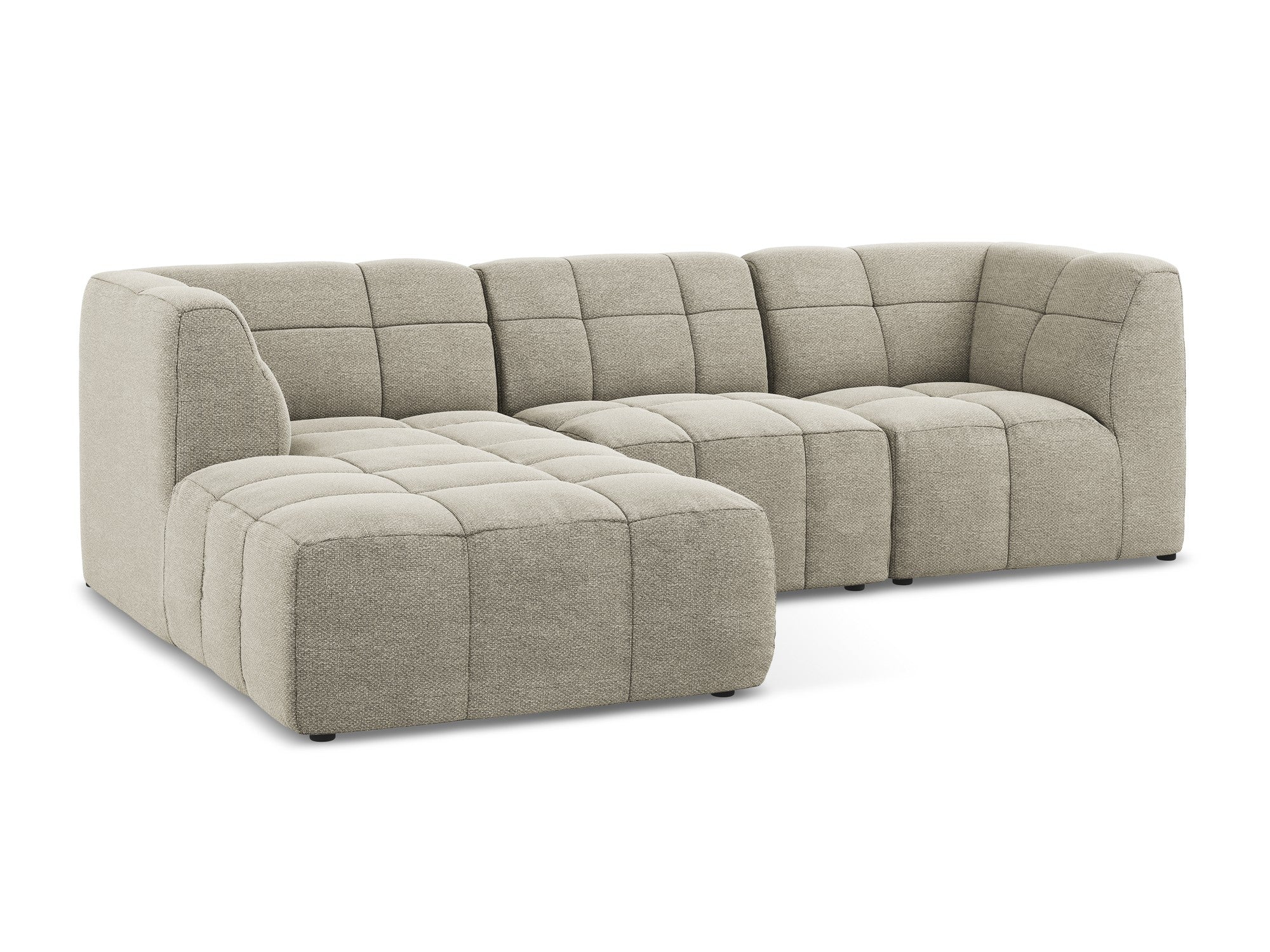 Left-facing modular sofa 3-seater ALOHA taupe boucle