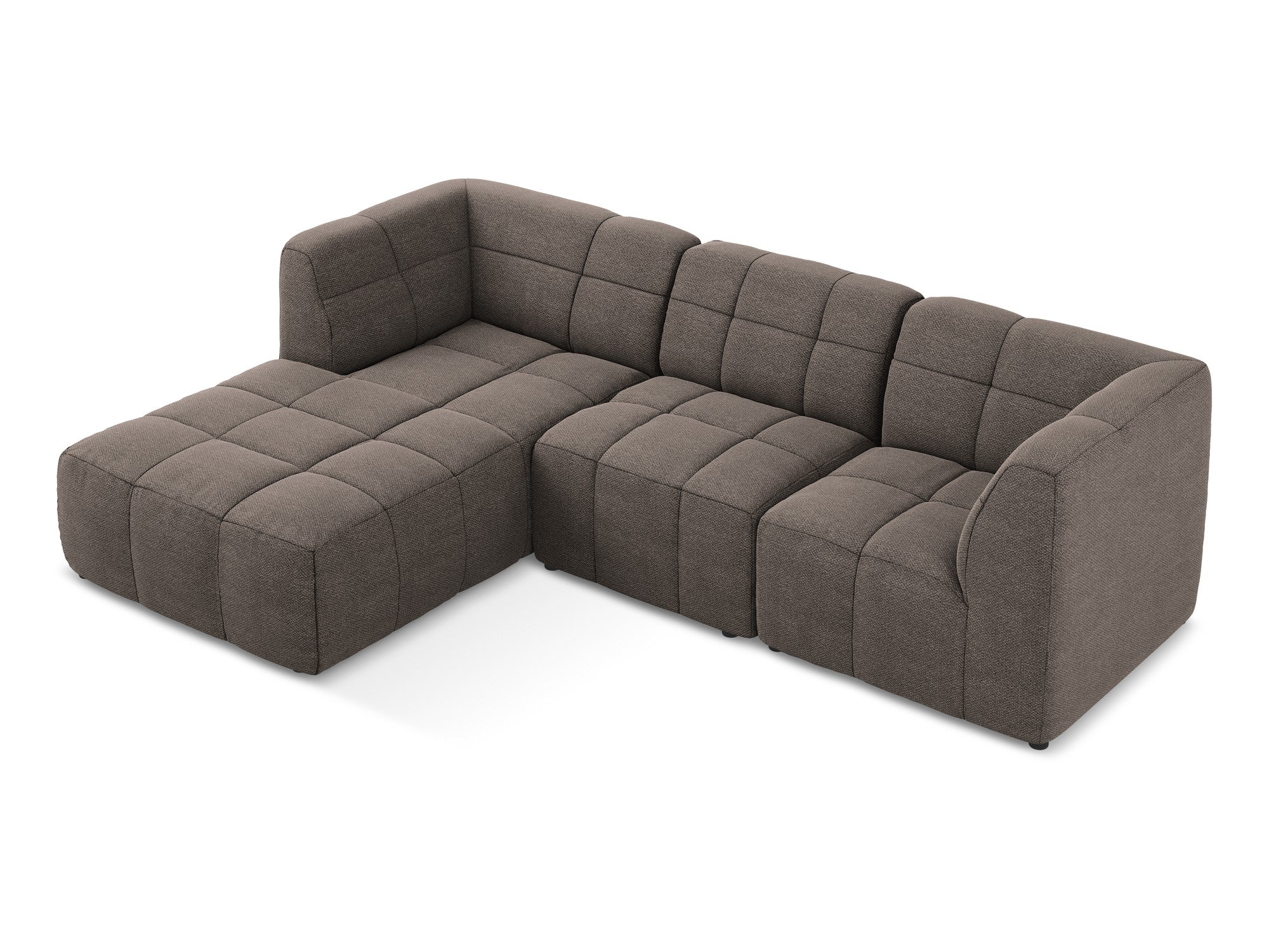 Modularer linksseitiger 3-Sitzer ALOHA in schokoladenfarbener Boucle