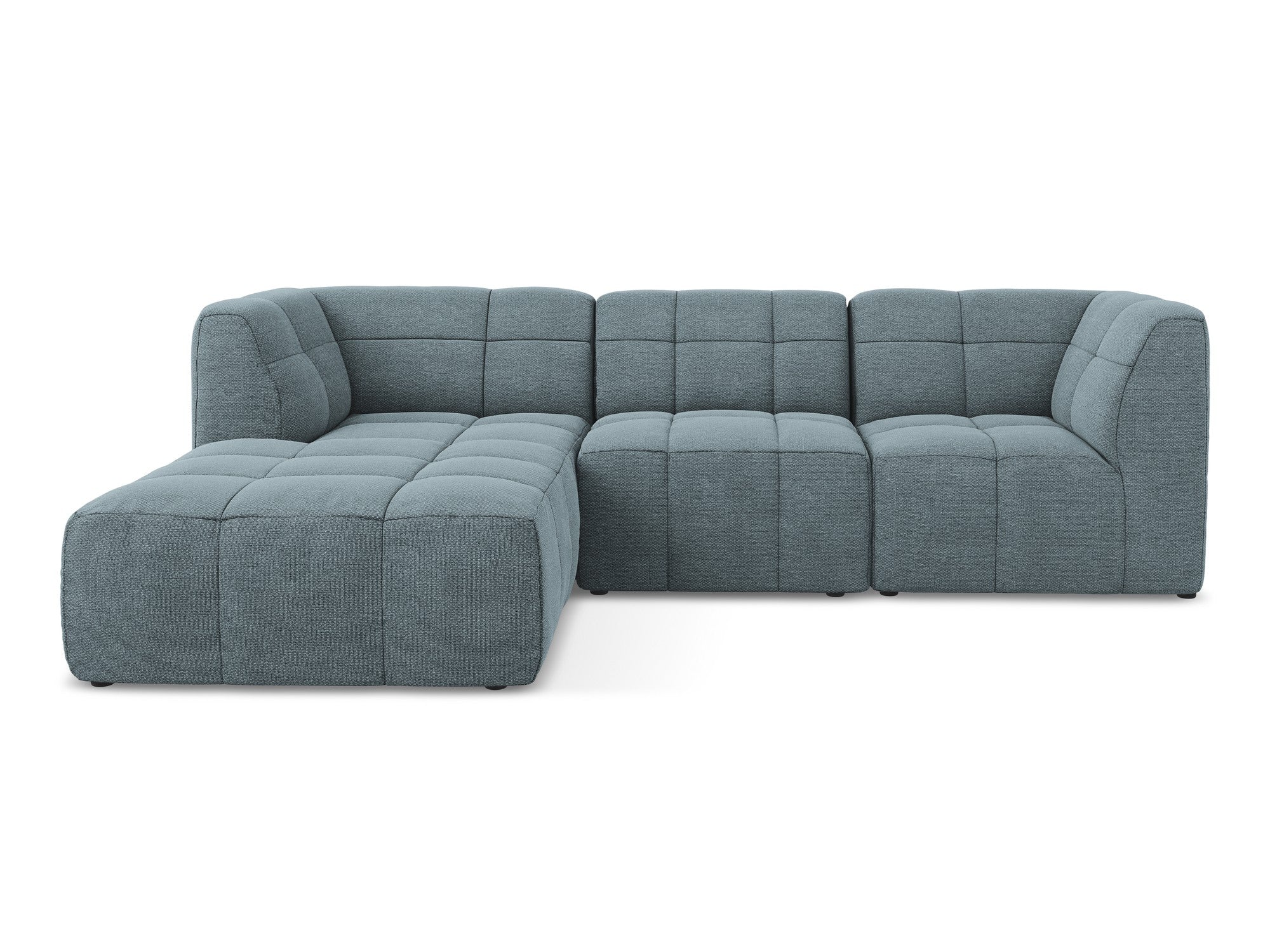 Modularer linksseitiger 3-Sitzer-Sofa ALOHA in blauer Jeans-Boucle