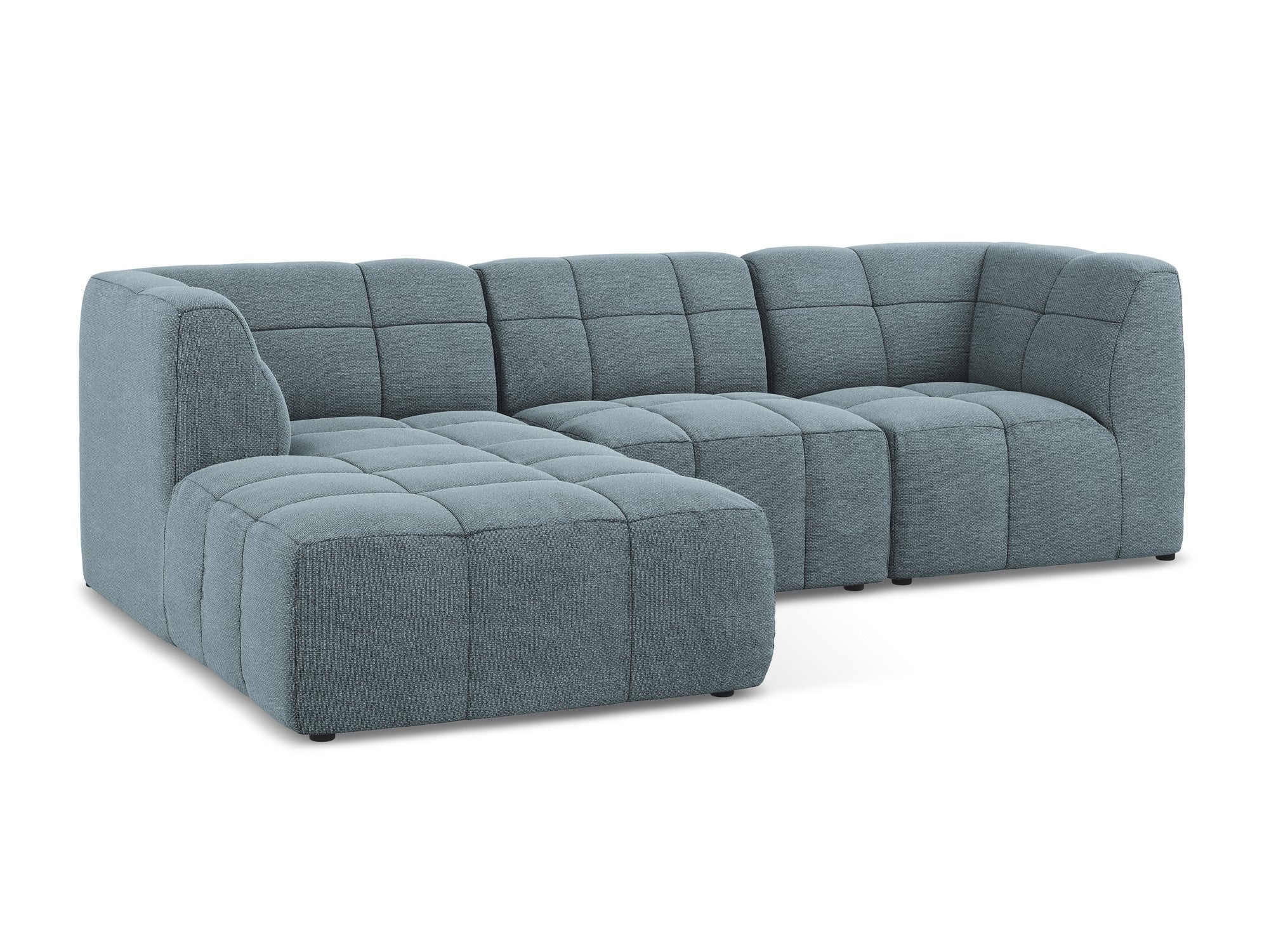 Modularer linksseitiger 3-Sitzer-Sofa ALOHA in blauer Jeans-Boucle