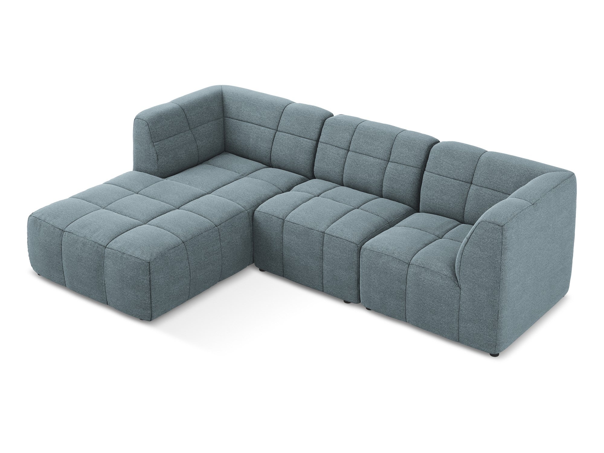Modularer linksseitiger 3-Sitzer-Sofa ALOHA in blauer Jeans-Boucle