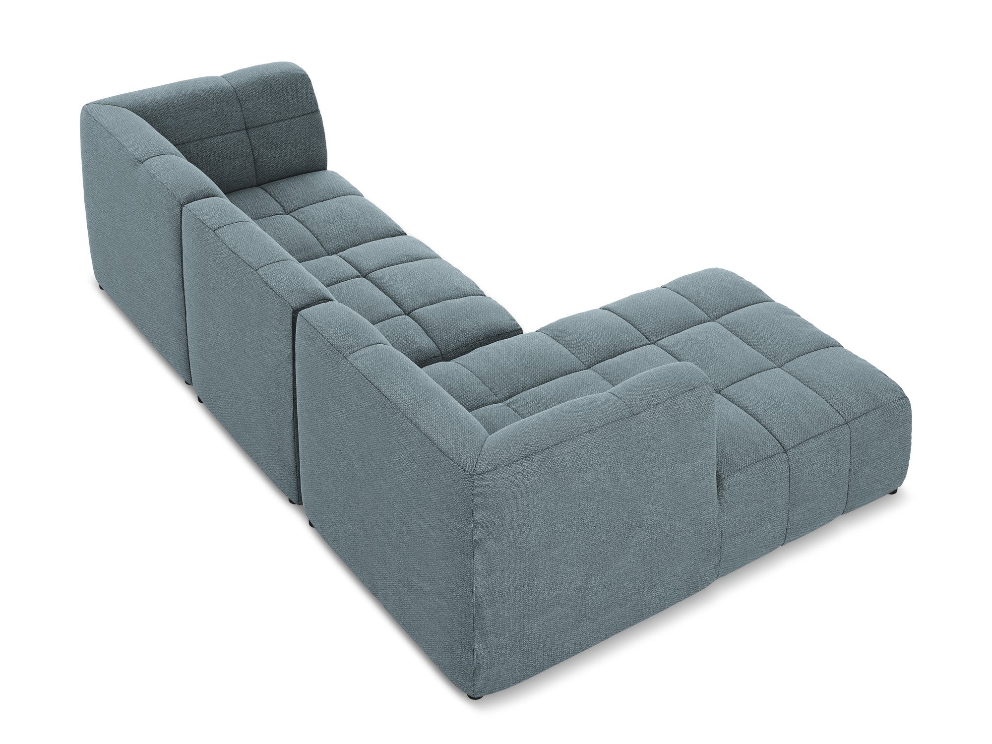 Modularer linksseitiger 3-Sitzer-Sofa ALOHA in blauer Jeans-Boucle