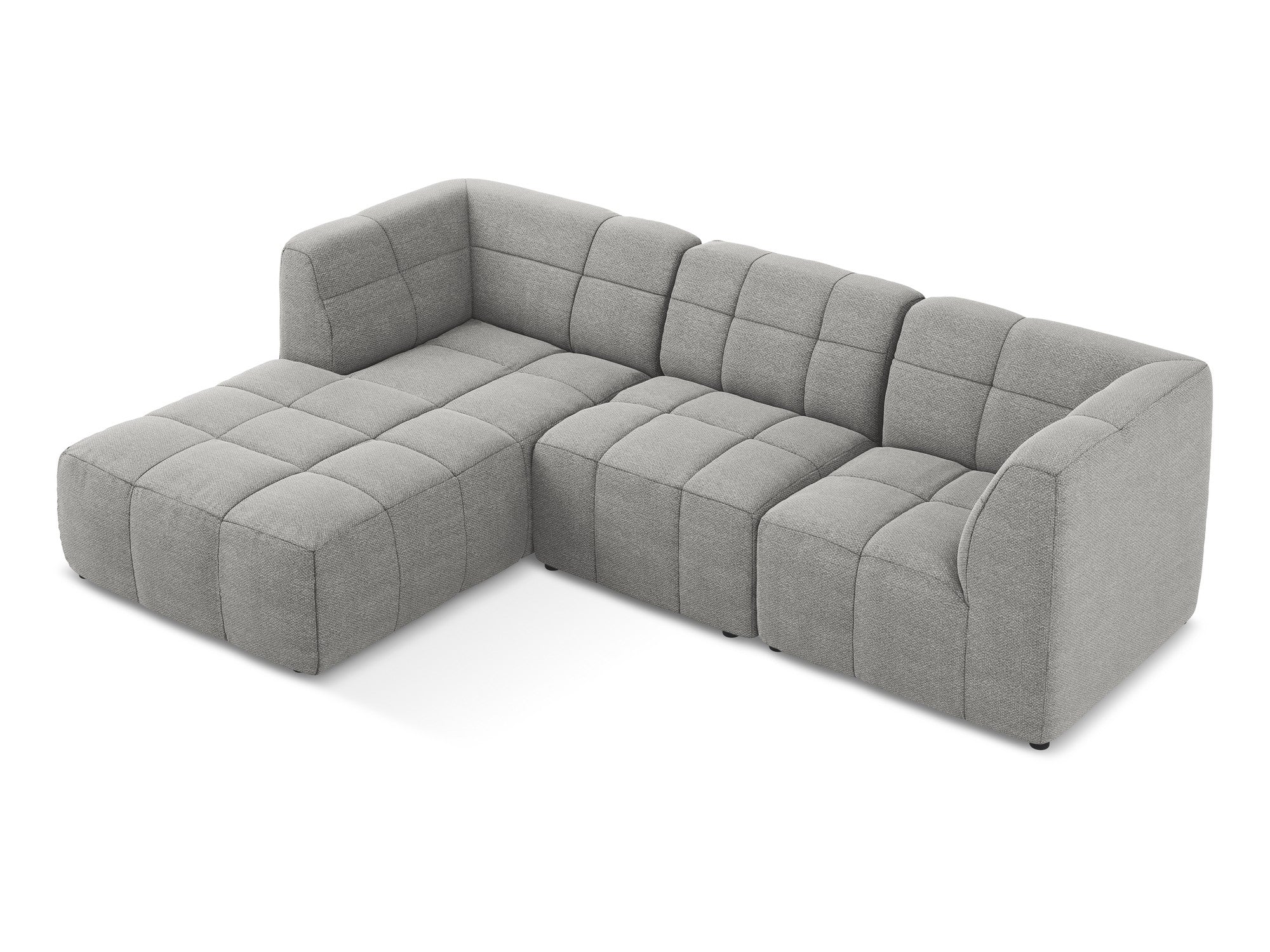 Left-facing modular sofa ALOHA light gray boucle 3-seater