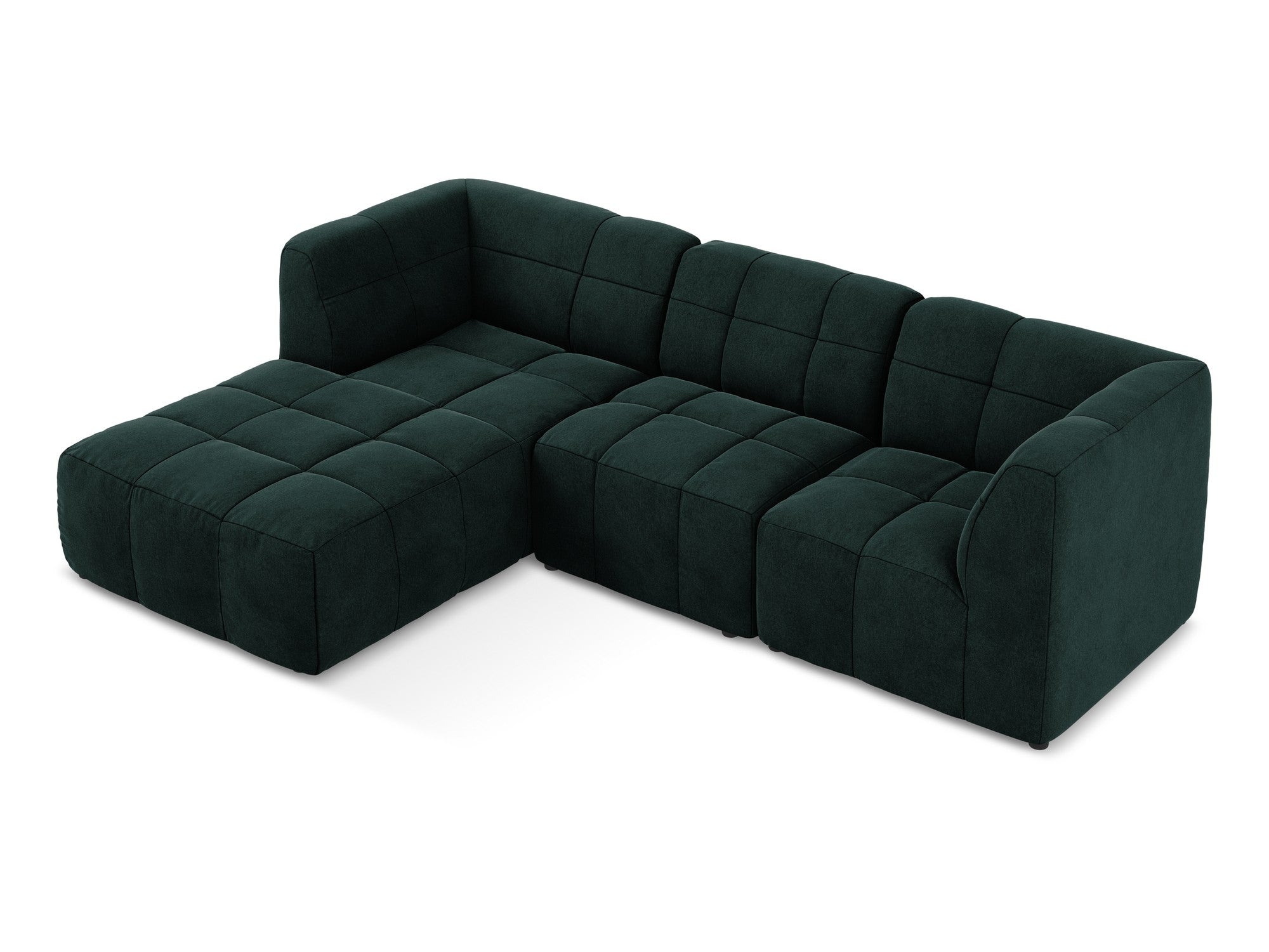 Modularer Samt-Ecksofa linksseitig für 3 Personen ALOHA graugrün