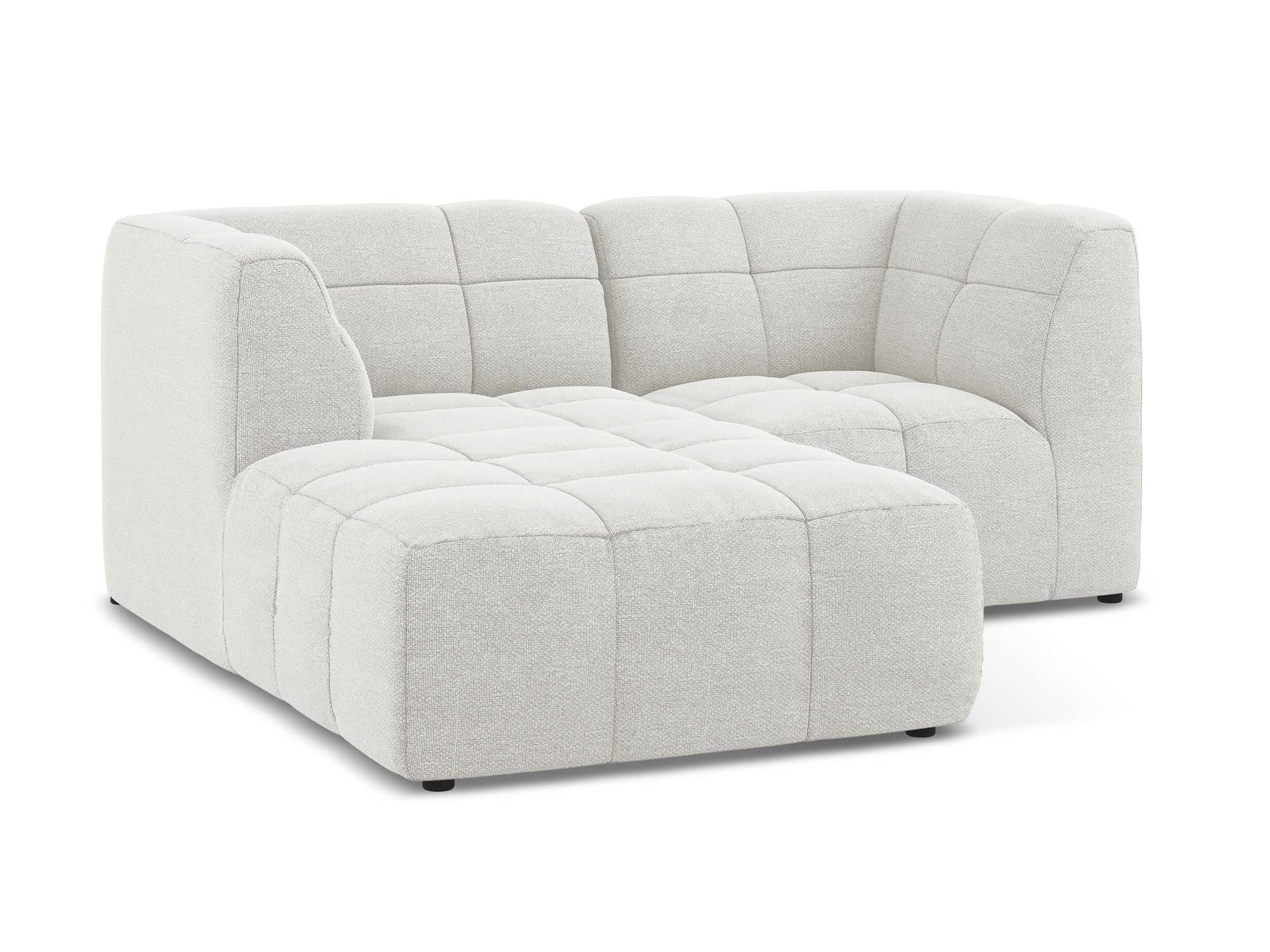 Modularer, linksseitiger 2-Sitzer ALOHA in weißem Boucle