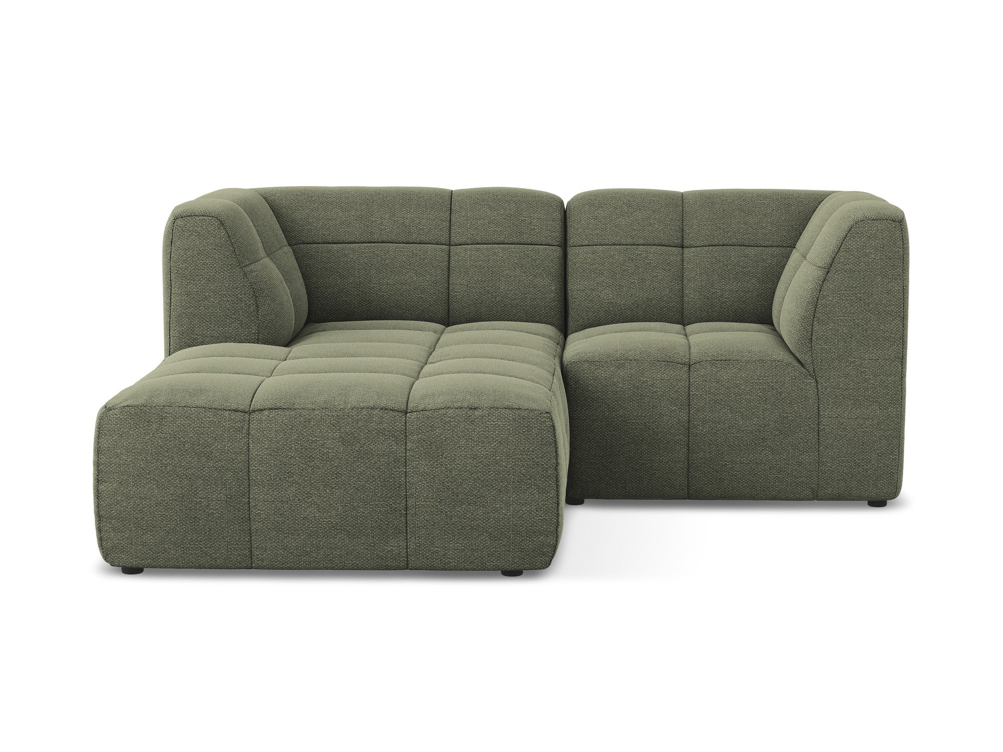 Modularer linksseitiger 2-Sitzer ALOHA in olivgrünem Boucle