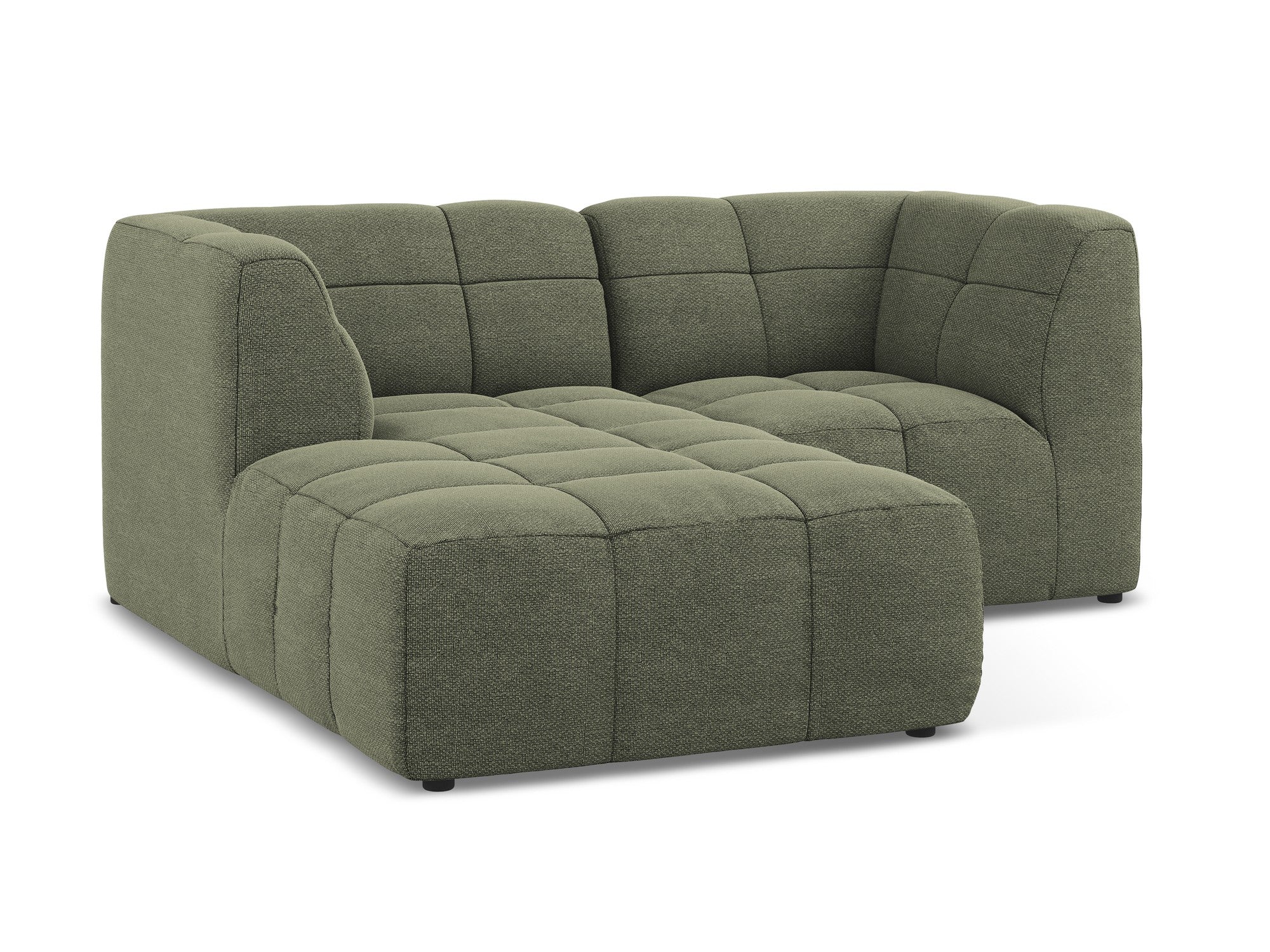Modularer linksseitiger 2-Sitzer ALOHA in olivgrünem Boucle