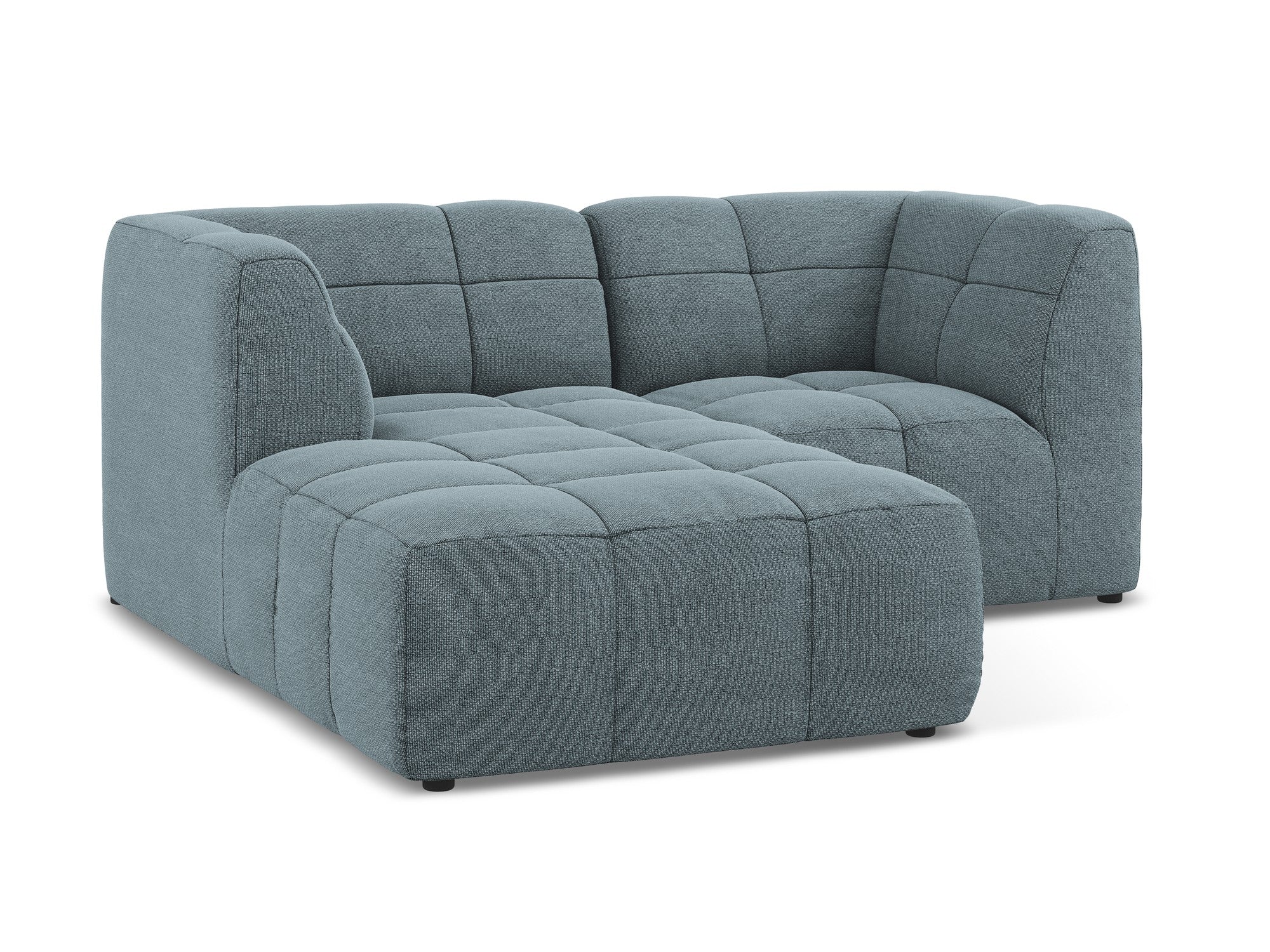 Modularer linksseitiger 2-Sitzer ALOHA in blauer Jeans-Boucle