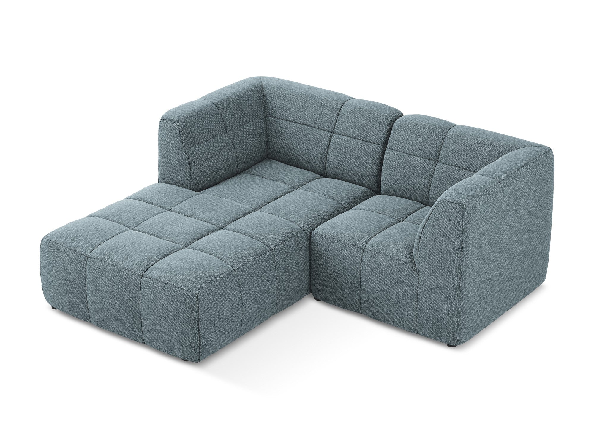 Modularer linksseitiger 2-Sitzer ALOHA in blauer Jeans-Boucle