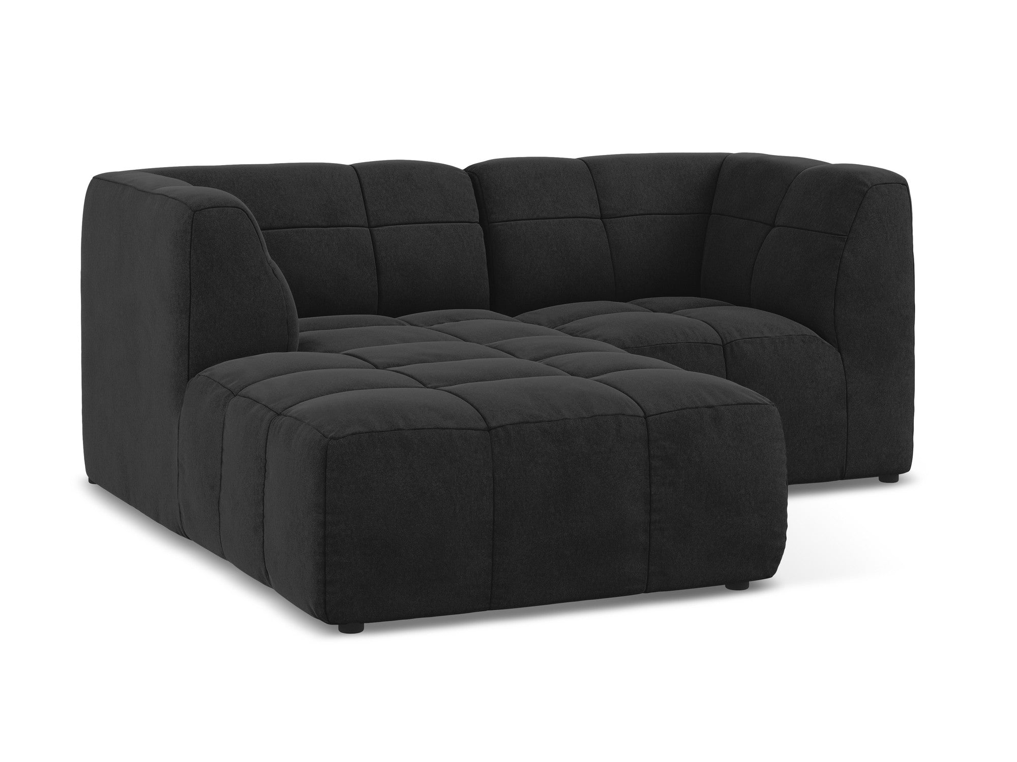 Left-facing velvet modular sofa for 2 people ALOHA black