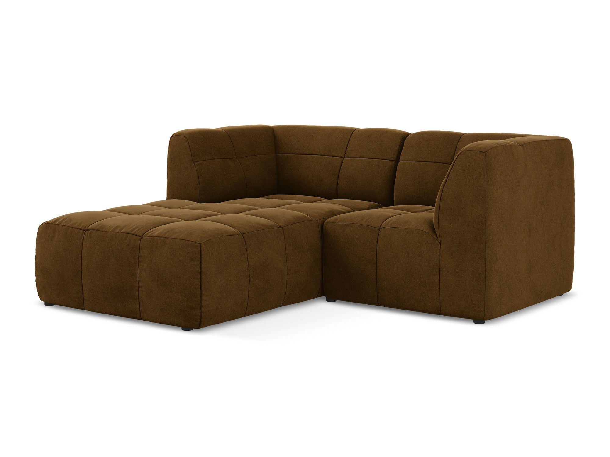Modularer Samt-Ecksofa linksseitig für 2 Personen ALOHA senfgelb
