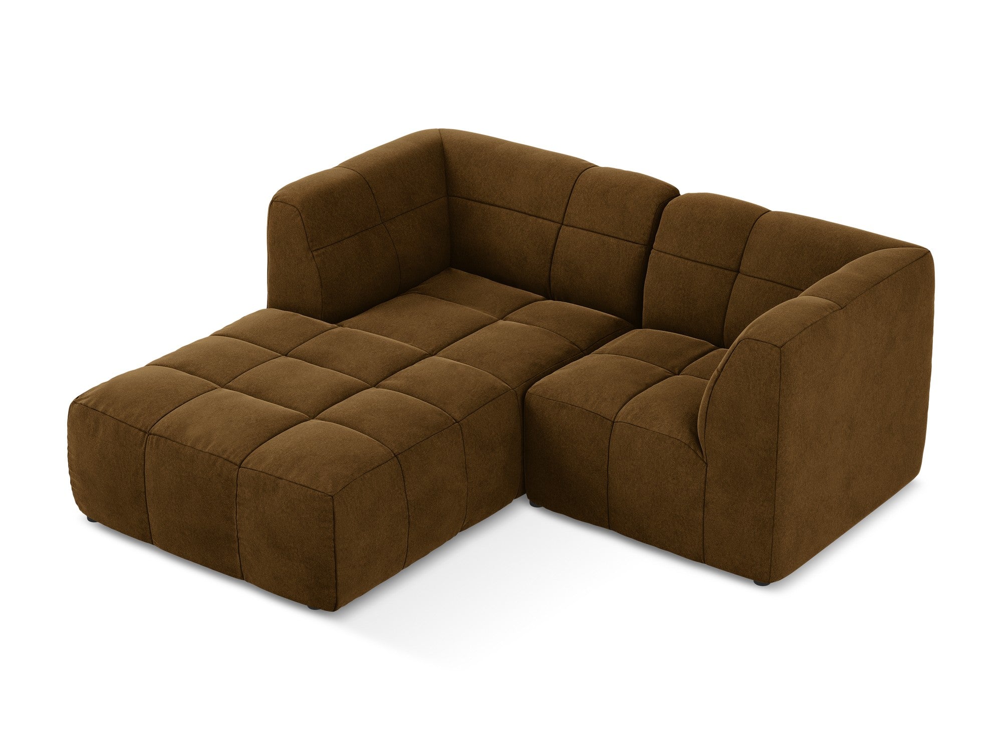 Modularer Samt-Ecksofa linksseitig für 2 Personen ALOHA senfgelb