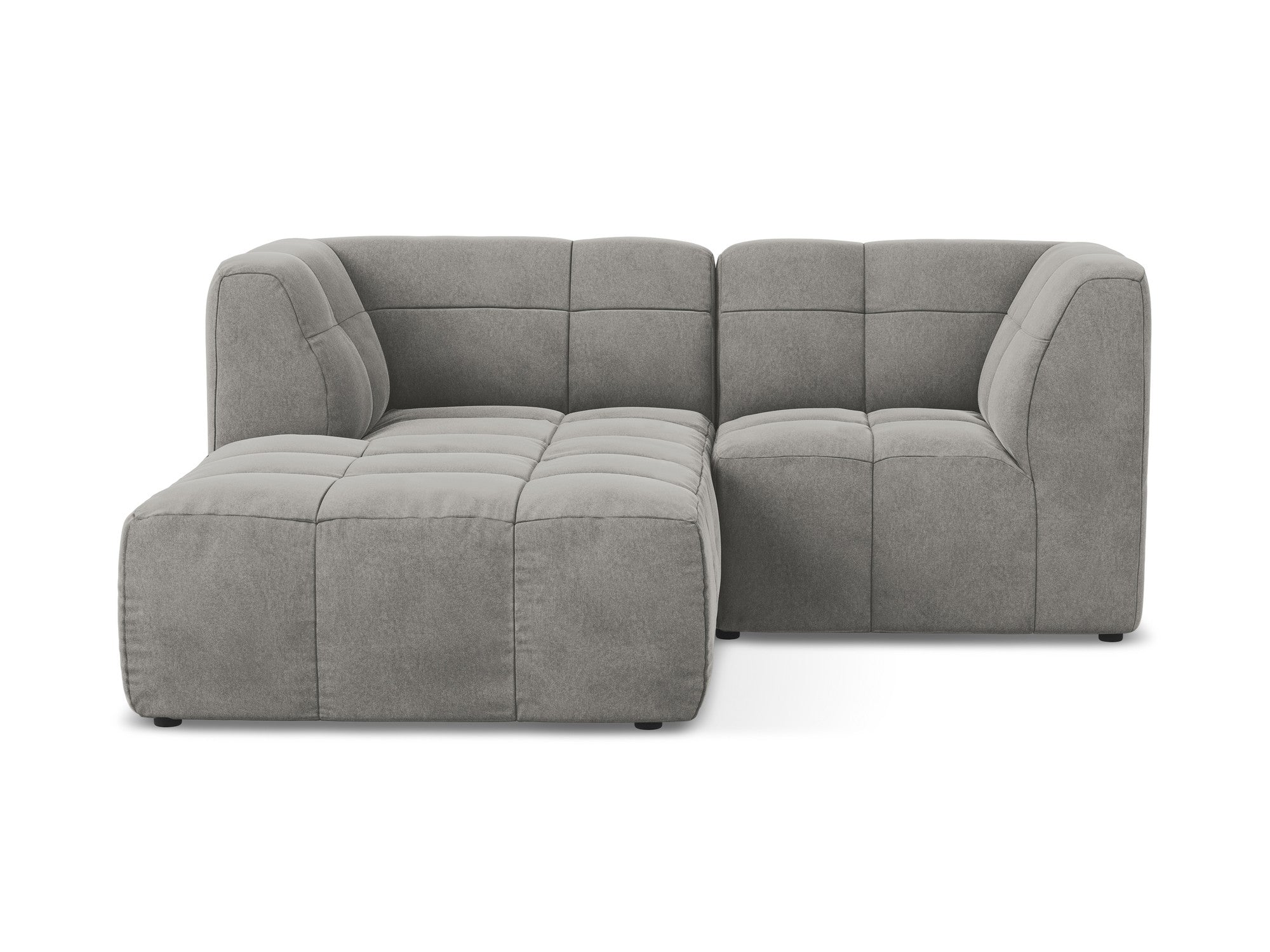 Modularer Samt-Ecksofa linksseitig für 2 Personen ALOHA grau