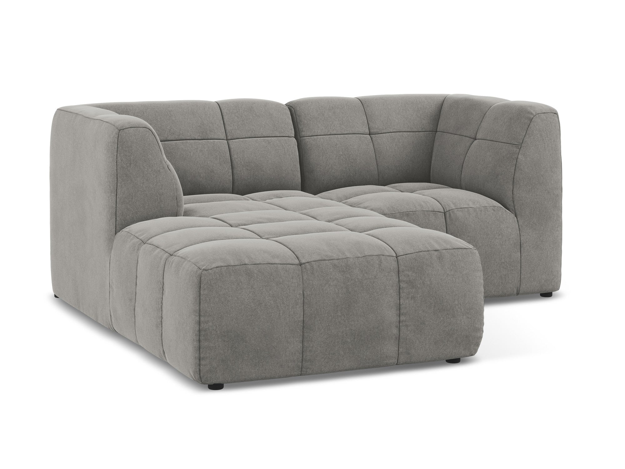Modularer Samt-Ecksofa linksseitig für 2 Personen ALOHA grau