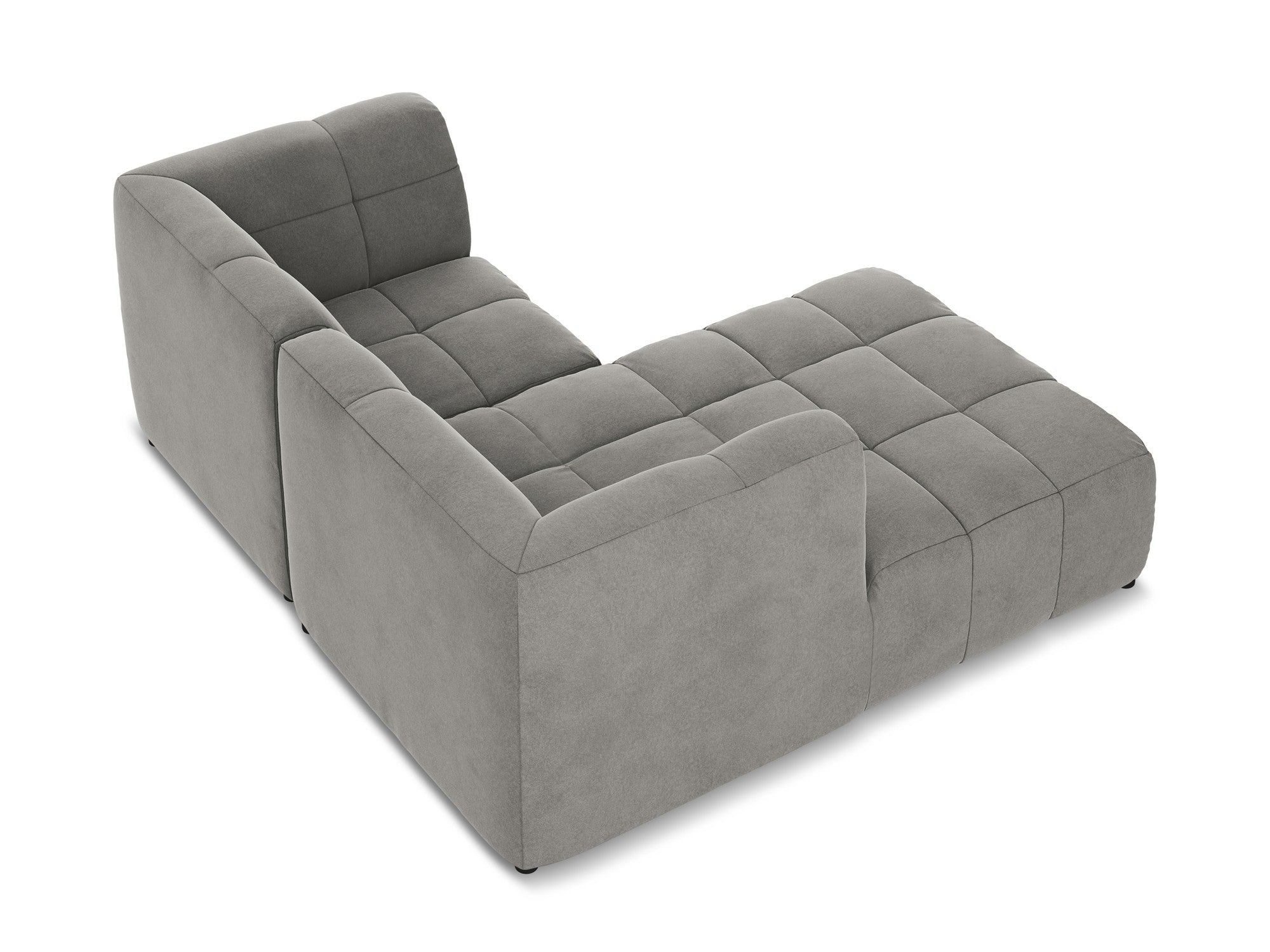 Modularer Samt-Ecksofa linksseitig für 2 Personen ALOHA grau