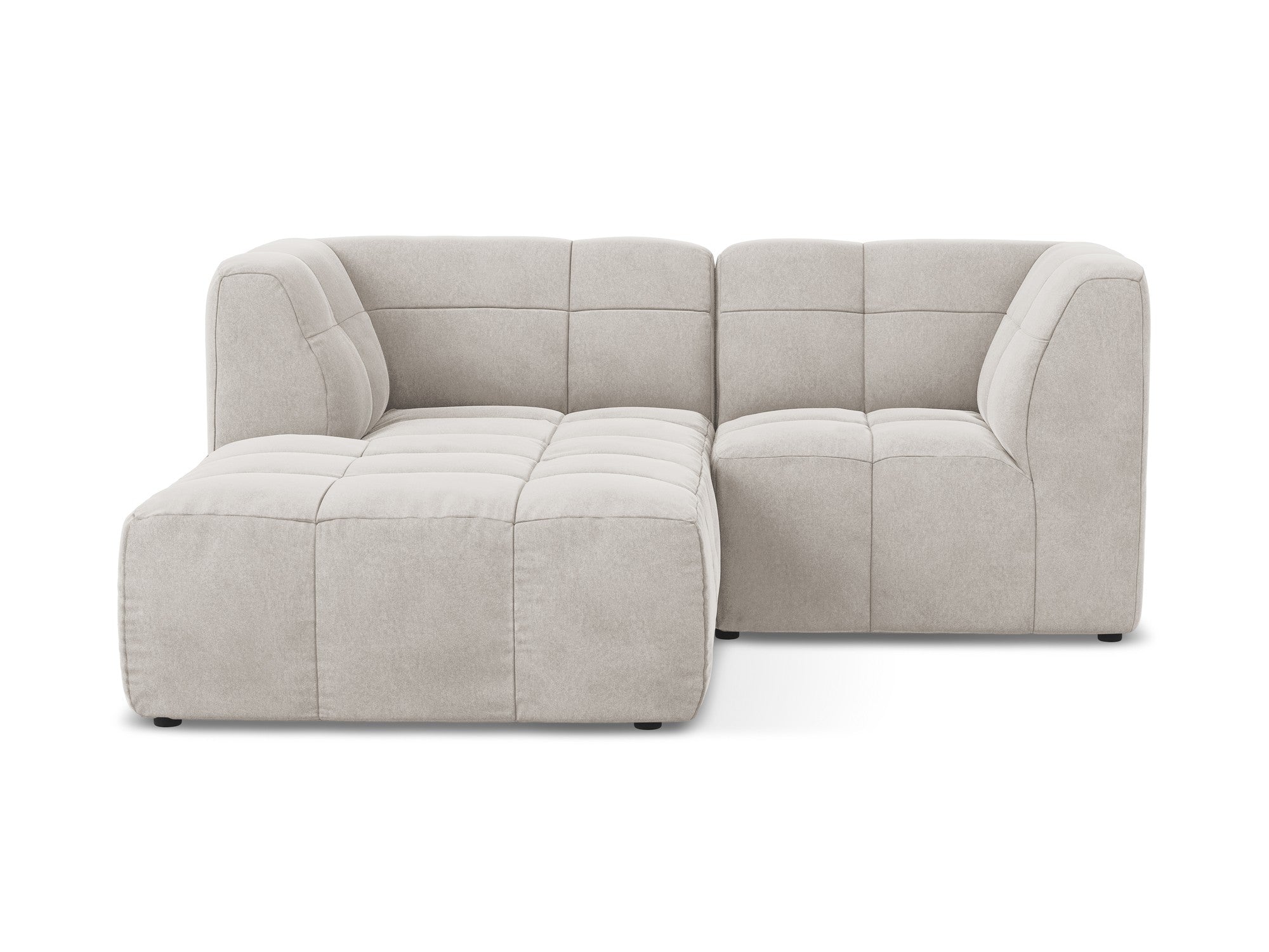 Modularer Samt-Ecksofa linksseitig für 2 Personen ALOHA hellbeige