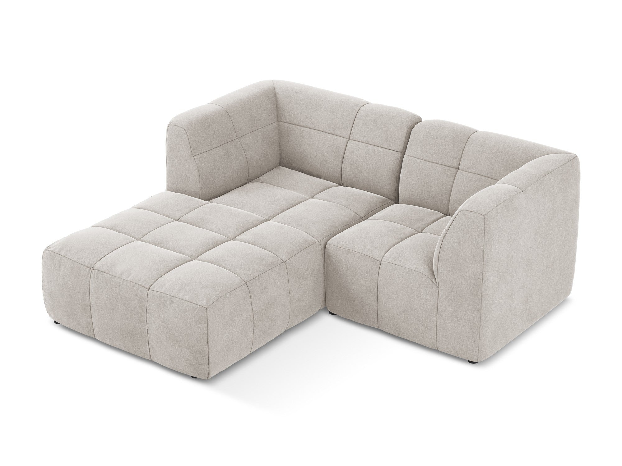 Modularer Samt-Ecksofa linksseitig für 2 Personen ALOHA hellbeige
