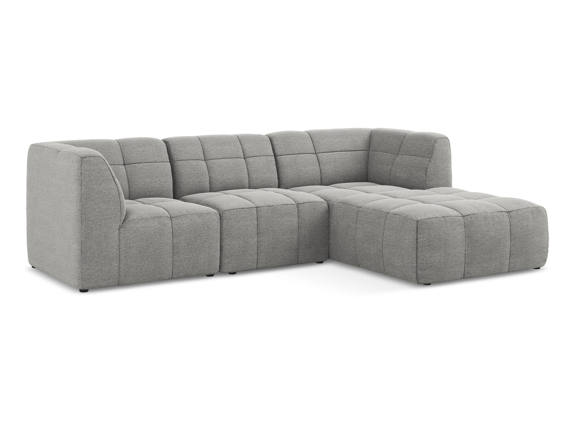 Modularer Ecksofa rechtsseitig 3-Sitzer ALOHA hellgrau Boucle
