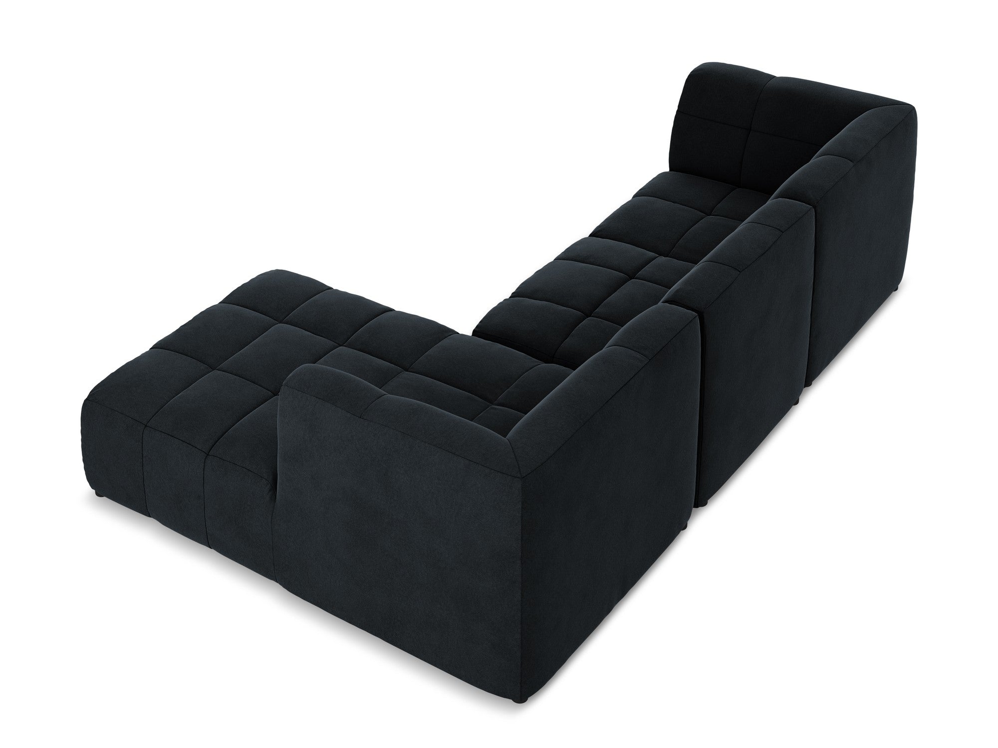 Modularer Samt-Ecksofa rechtsseitig 3-sitzig ALOHA königsblau
