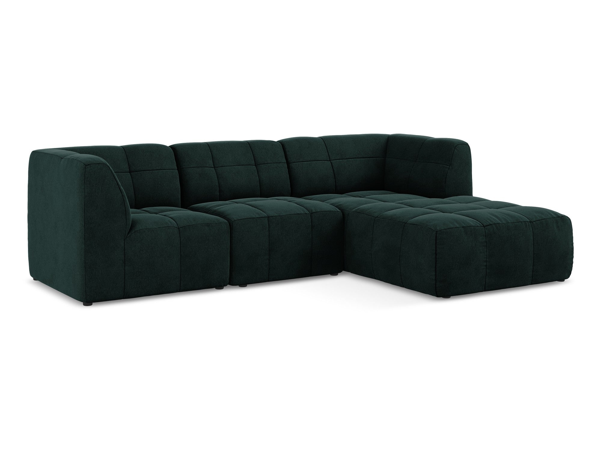 Right-facing velvet modular sofa for 3 people ALOHA in gray-green