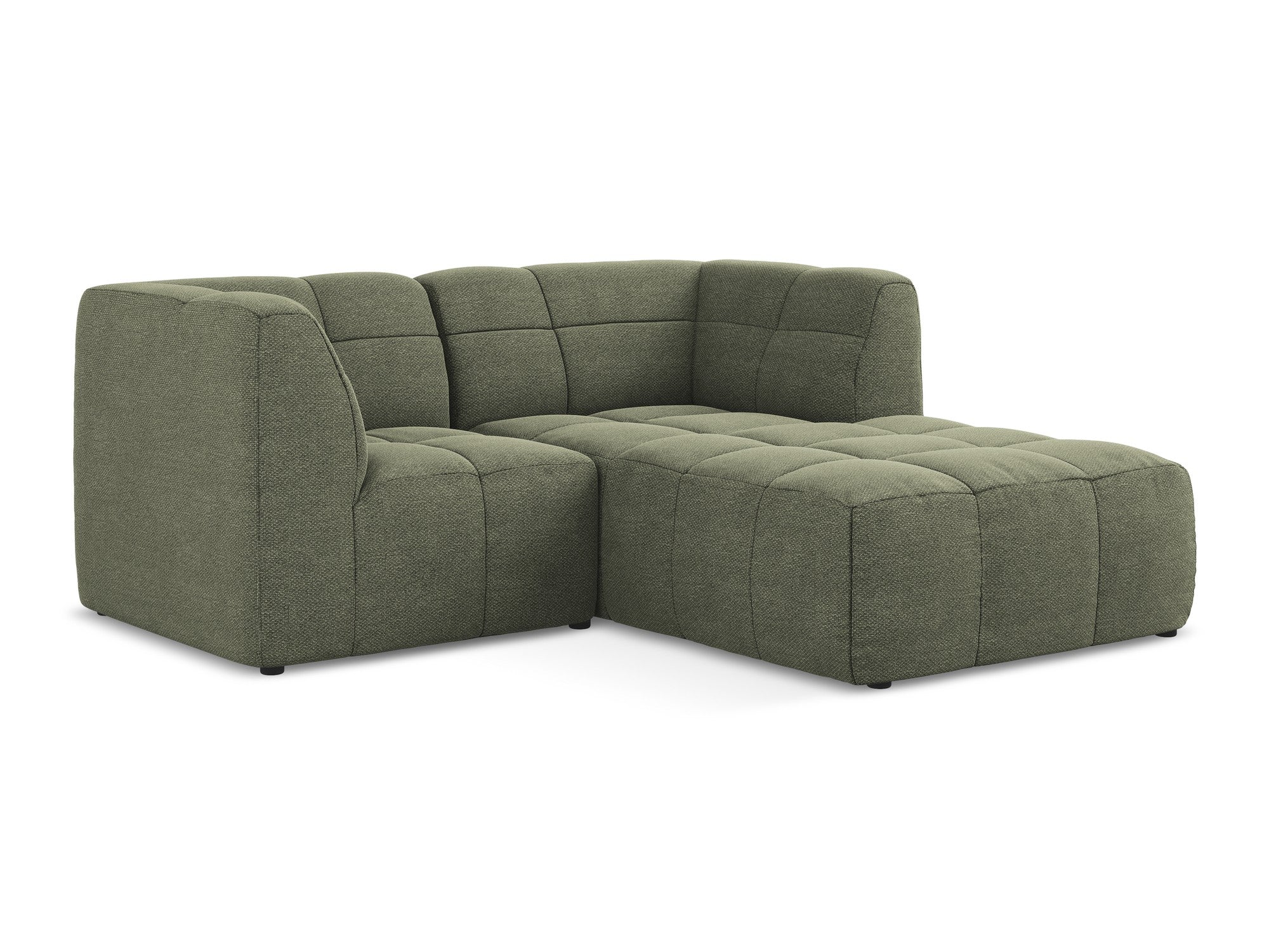 Modularer Ecksofa rechtsseitig 2-sitzig ALOHA olivgrün Boucle