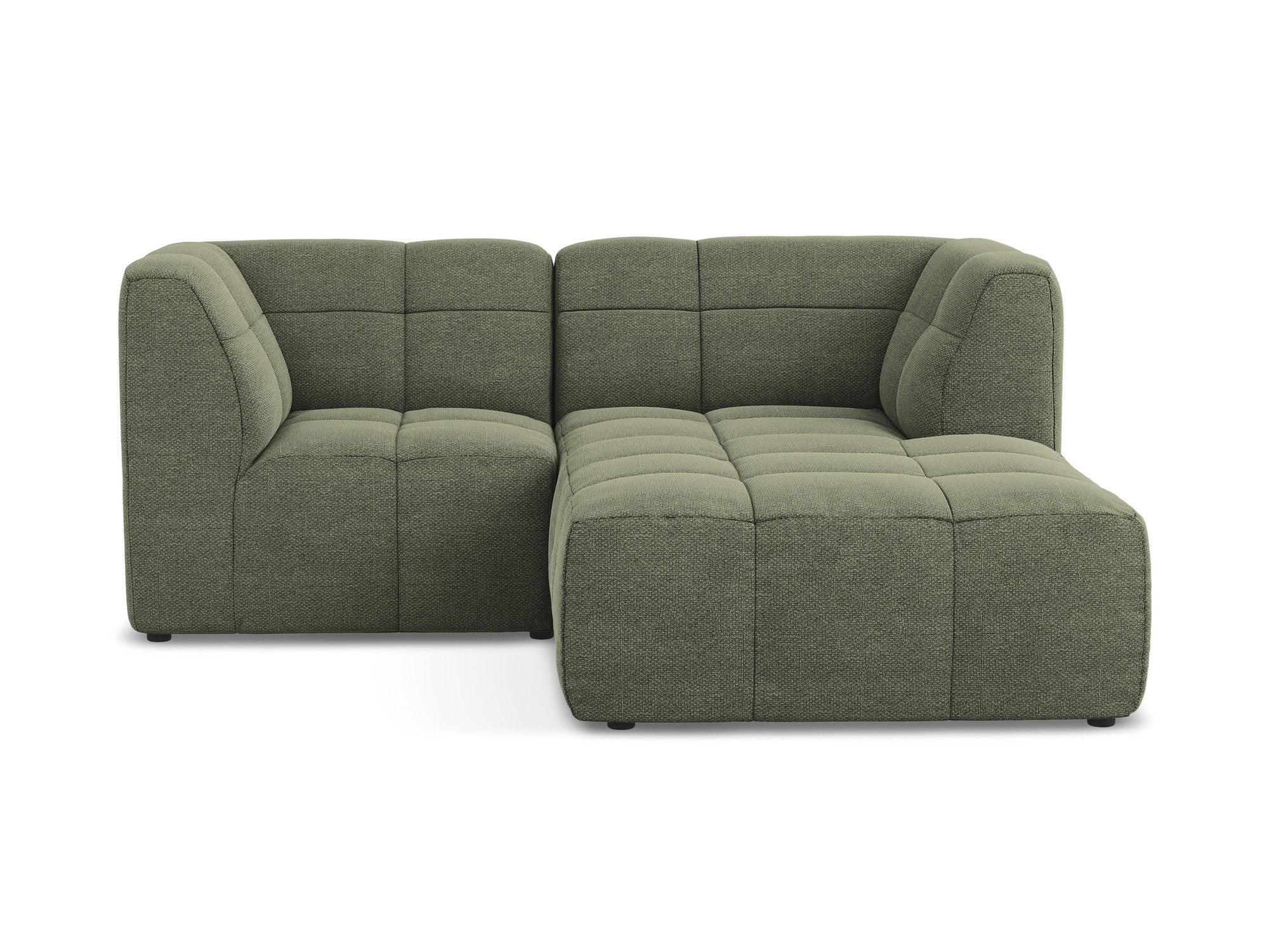 Modularer Ecksofa rechtsseitig 2-sitzig ALOHA olivgrün Boucle