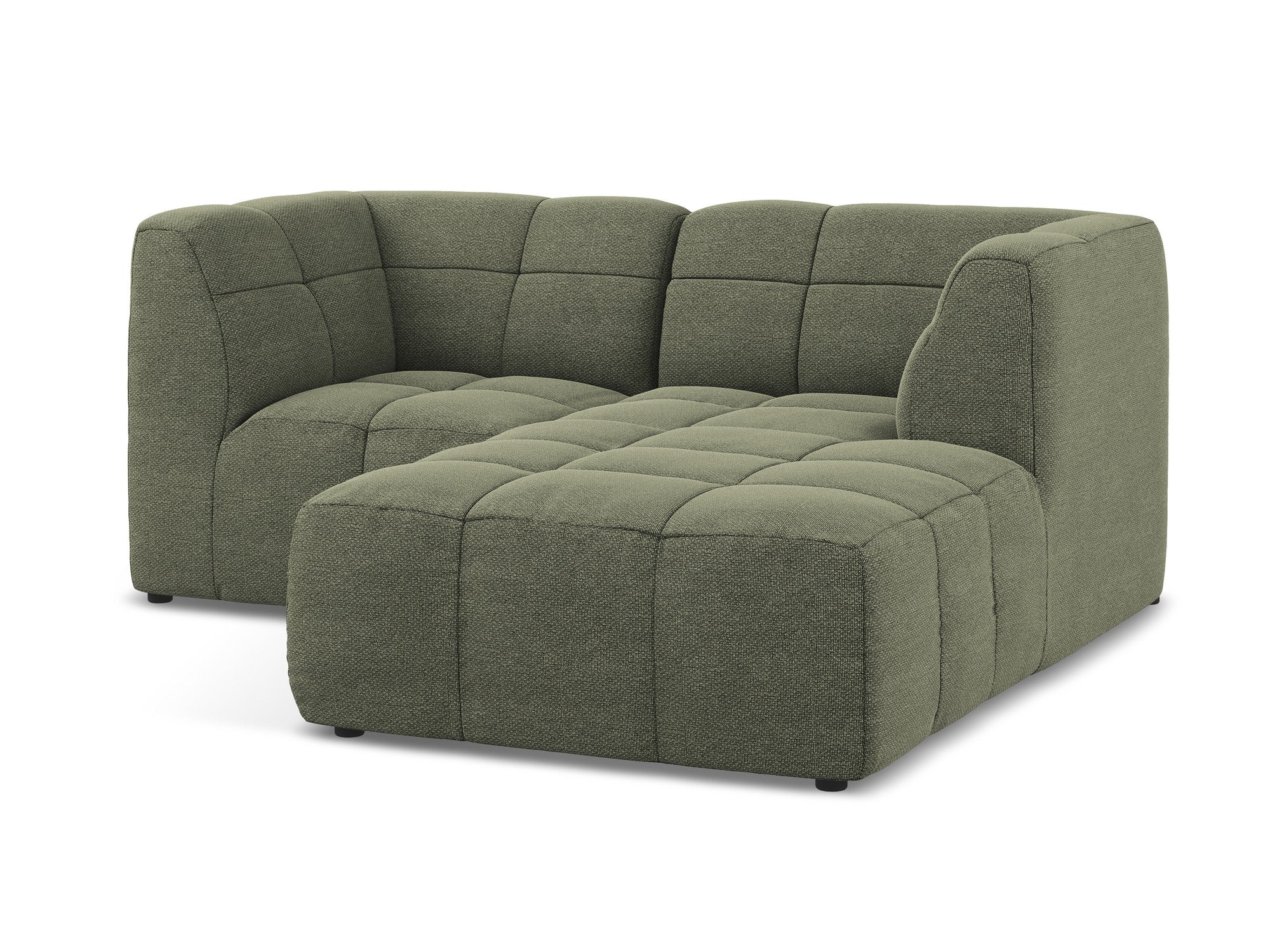 Modularer Ecksofa rechtsseitig 2-sitzig ALOHA olivgrün Boucle