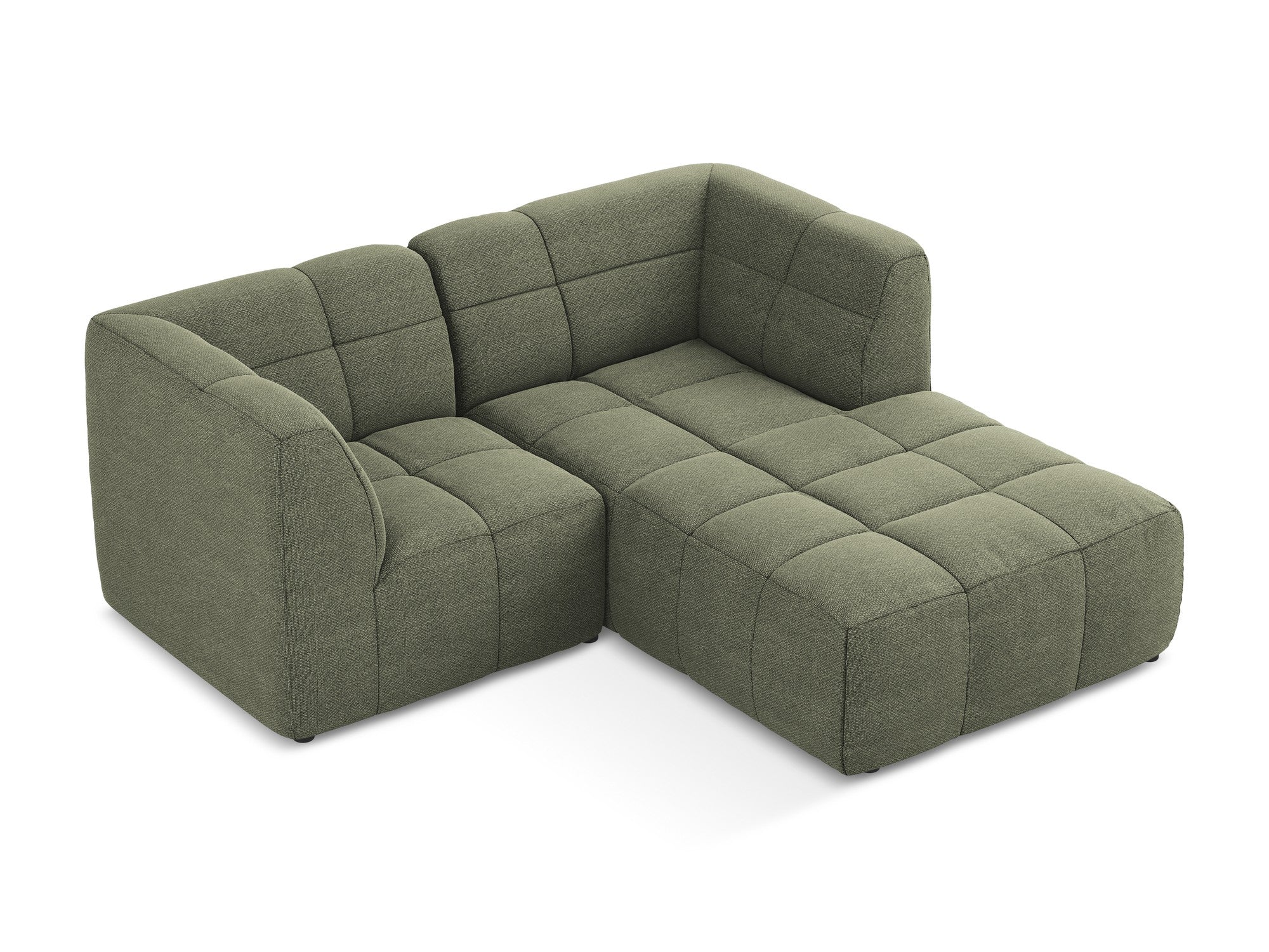 Modularer Ecksofa rechtsseitig 2-sitzig ALOHA olivgrün Boucle