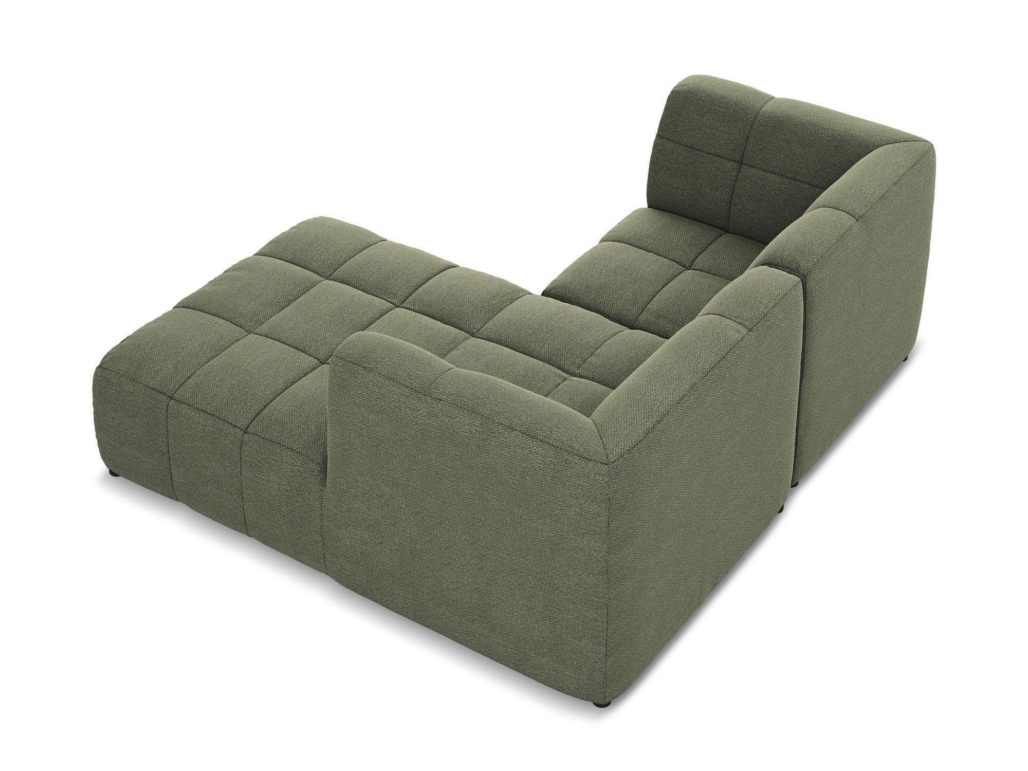 Modularer Ecksofa rechtsseitig 2-sitzig ALOHA olivgrün Boucle