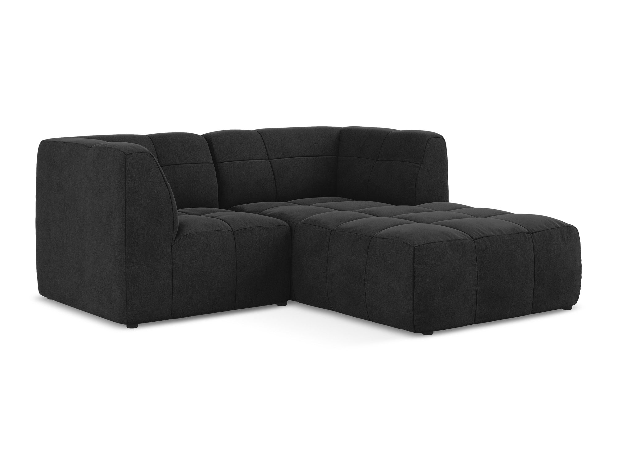 Modularer Samt-Ecksofa rechtsseitig für 2 Personen ALOHA schwarz