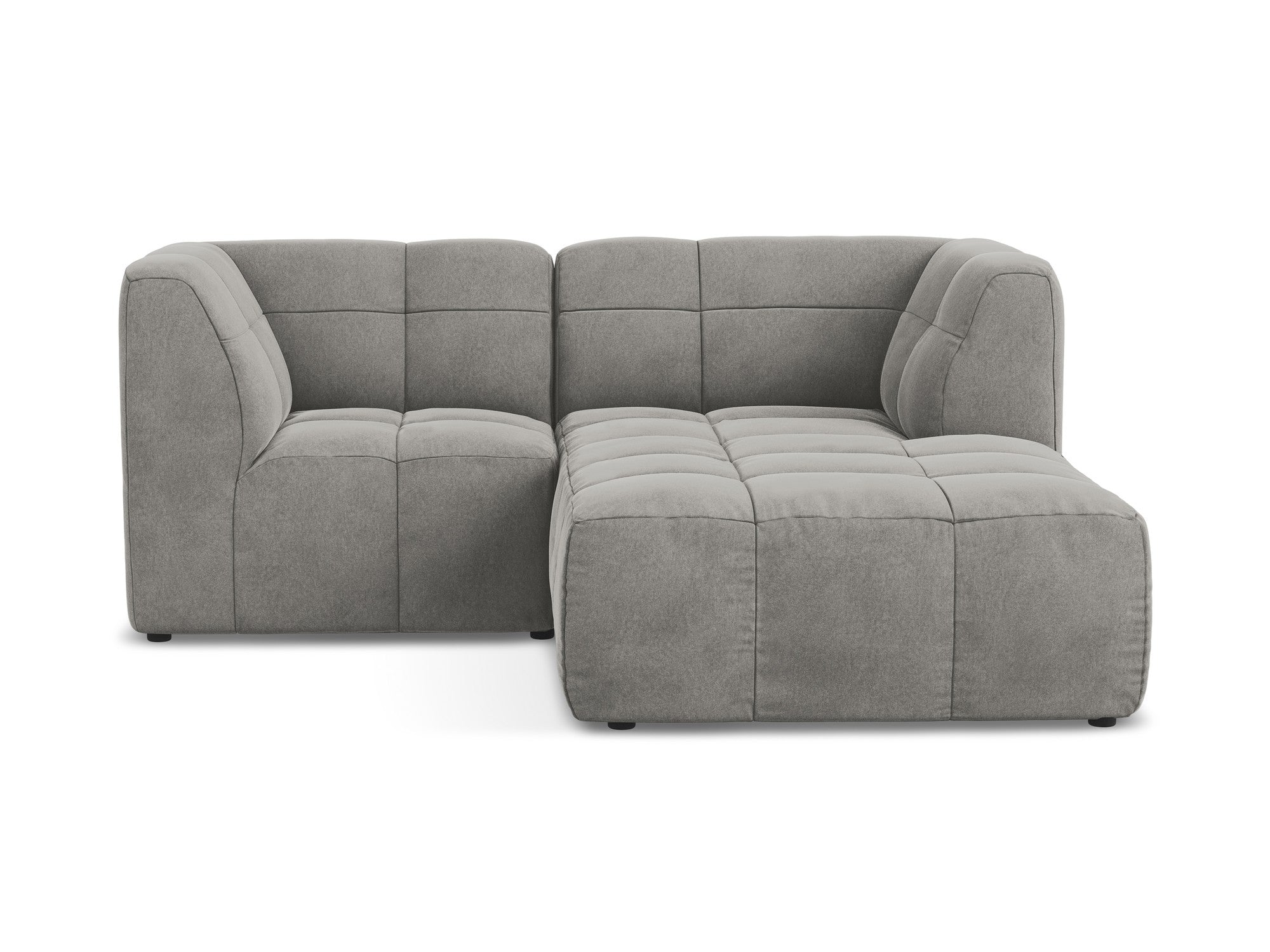 Modularer Samt-Ecksofa rechtsseitig für 2 Personen ALOHA grau